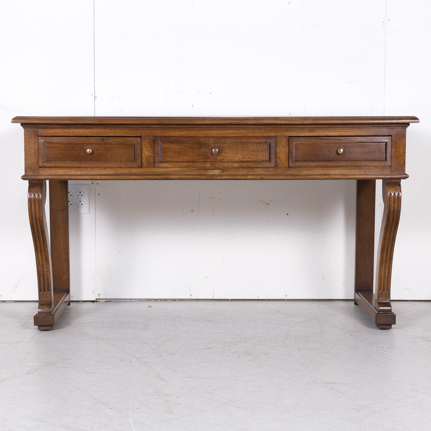 19th C. French Charles X Period Walnut Console w/Drawers for Vachon-Bavoux & Cie For Sale 1