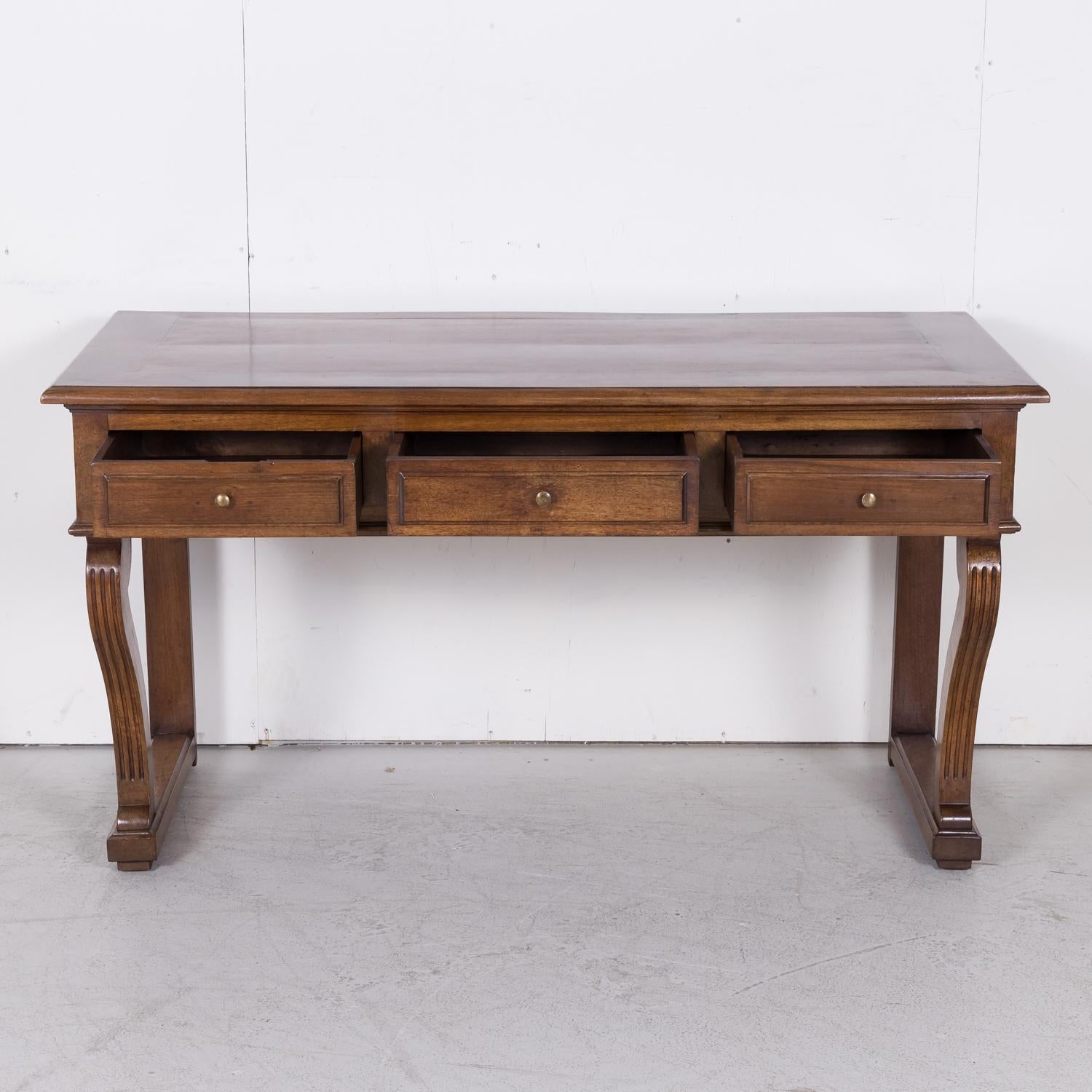 19th C. French Charles X Period Walnut Console w/Drawers for Vachon-Bavoux & Cie For Sale 2