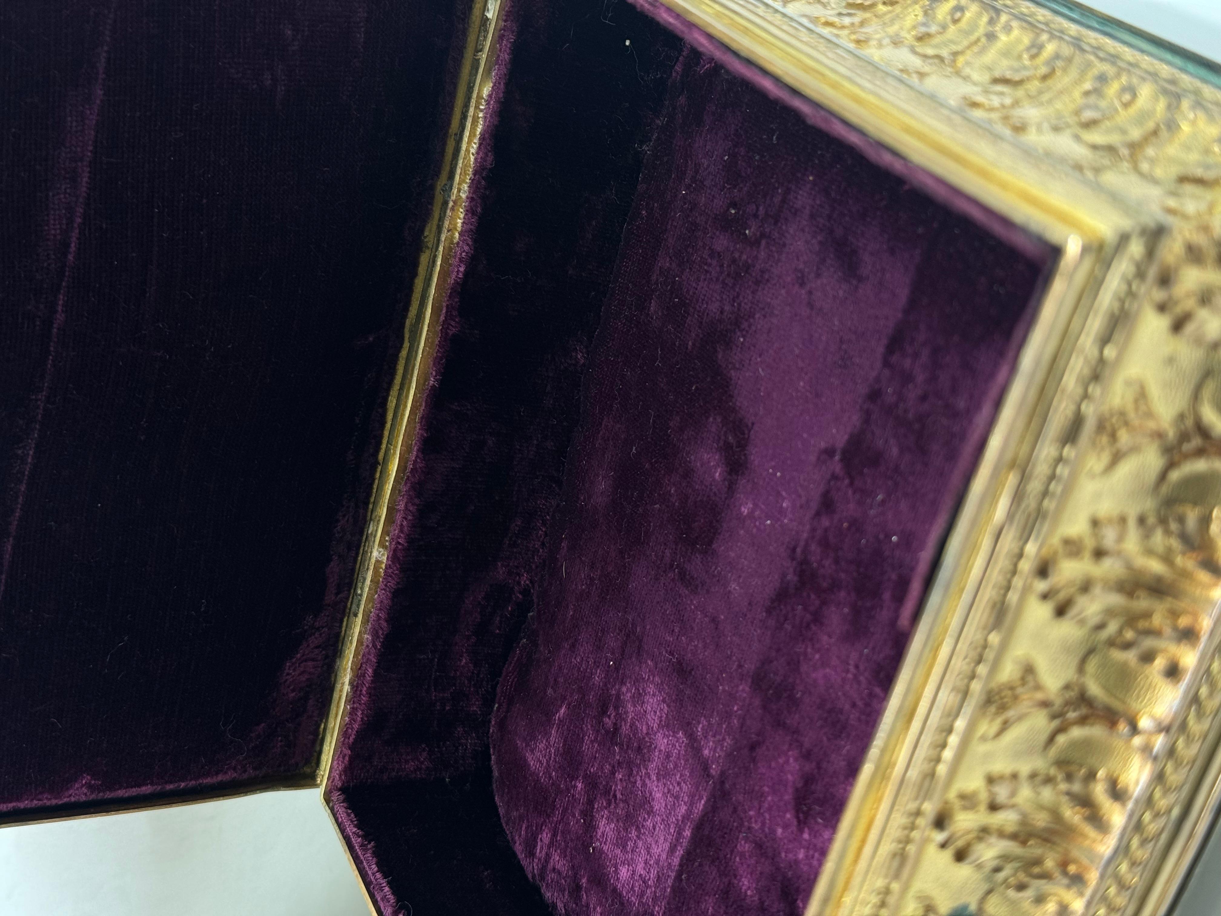 19th C. French Charming Bronze Jewelry Box with Limoges enamel 5