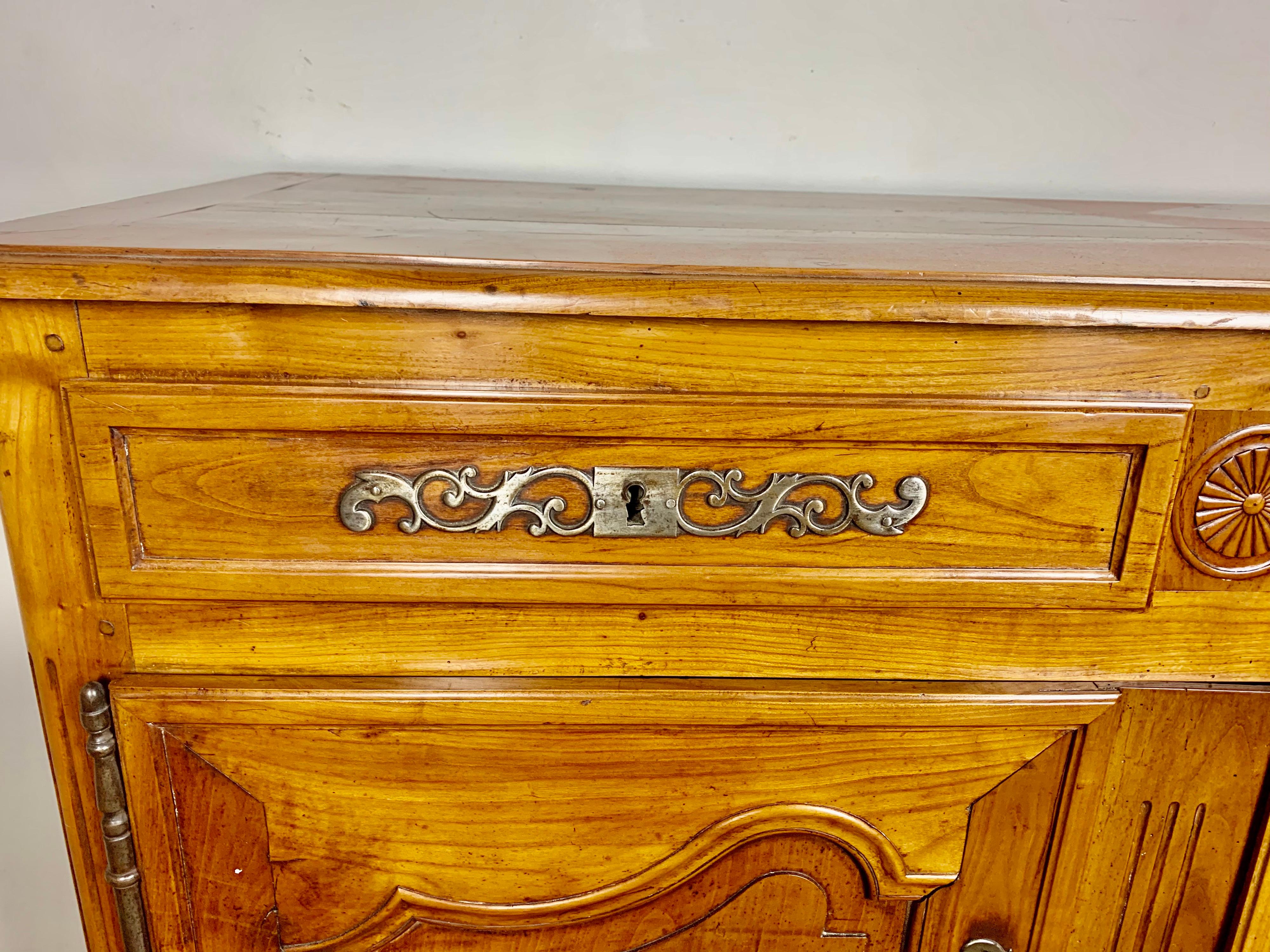 Pewter 19th Century French Cherrywood Buffet