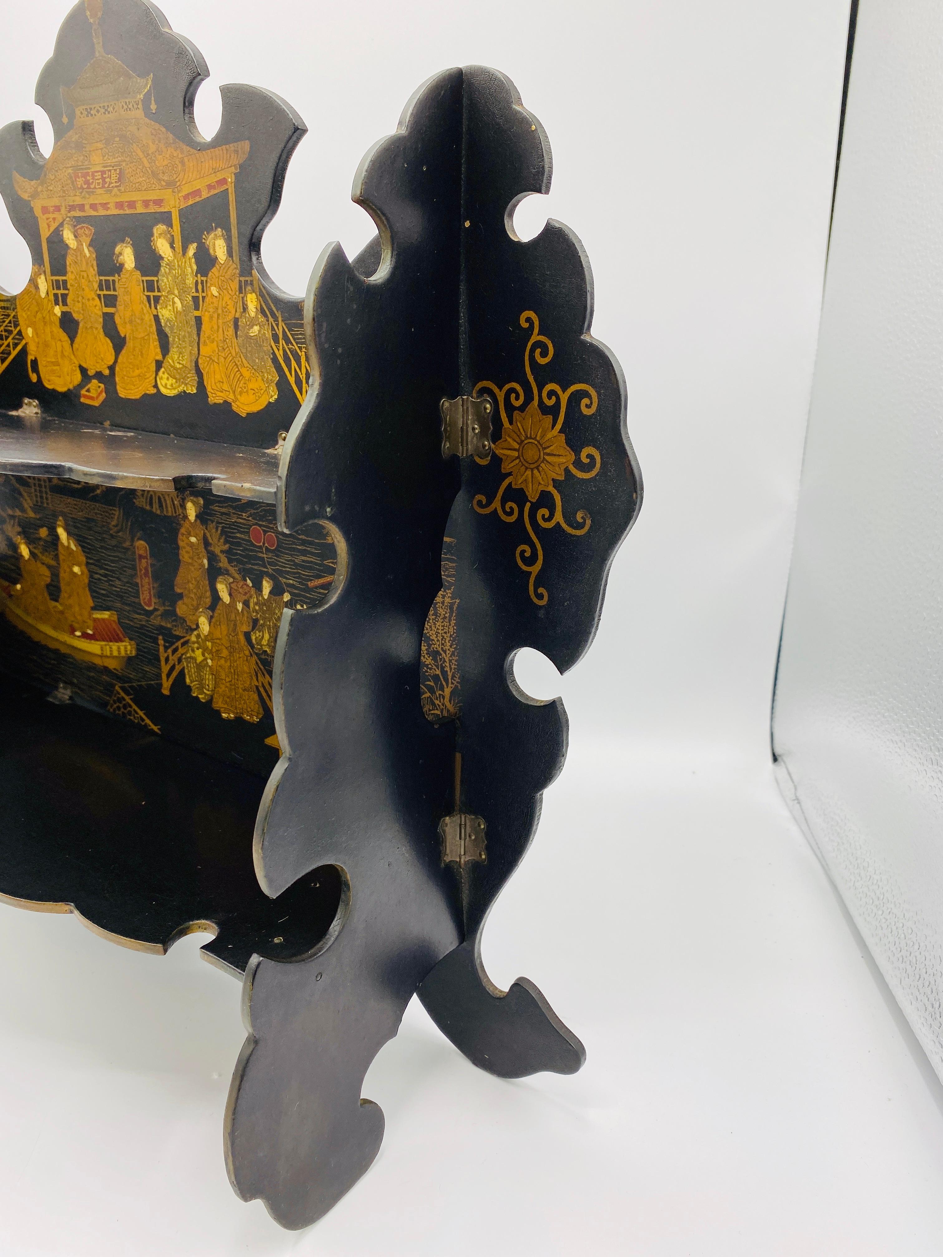 French Chinoiserie Papier Mâché Shelf with an Ornate Pagoda Motif, 19th Century For Sale 5