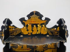 French Chinoiserie Papier Mâché Shelf with an Ornate Pagoda Motif, 19th Century