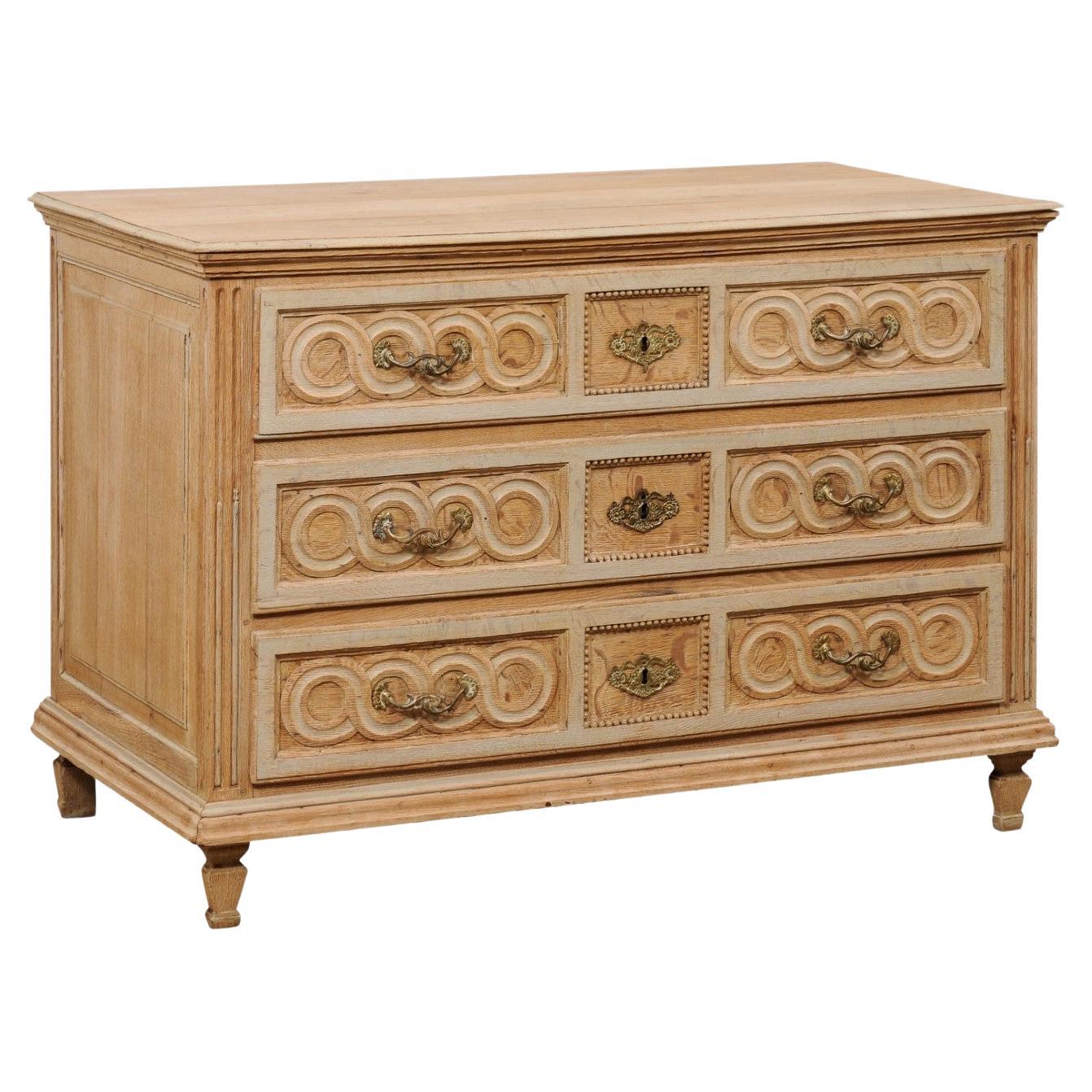 19th C. French Commode w/ Beautifully Detailed Drawer Fronts For Sale