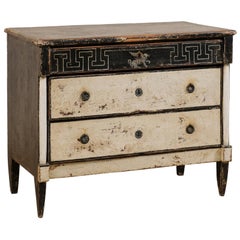 19th C. French Commode with Newer Artisan Painted Finnish in Off-White and Black