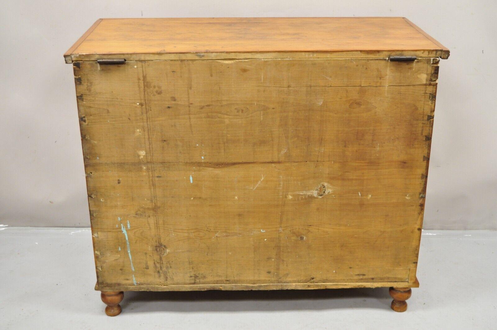 19th C. French Country Primitive Pine Wood 2 Tier Dovetailed Farmhouse Dough Box For Sale 7