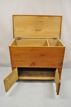 19th C. French Country Primitive Pine Wood 2 Tier Dovetailed Farmhouse Dough Box