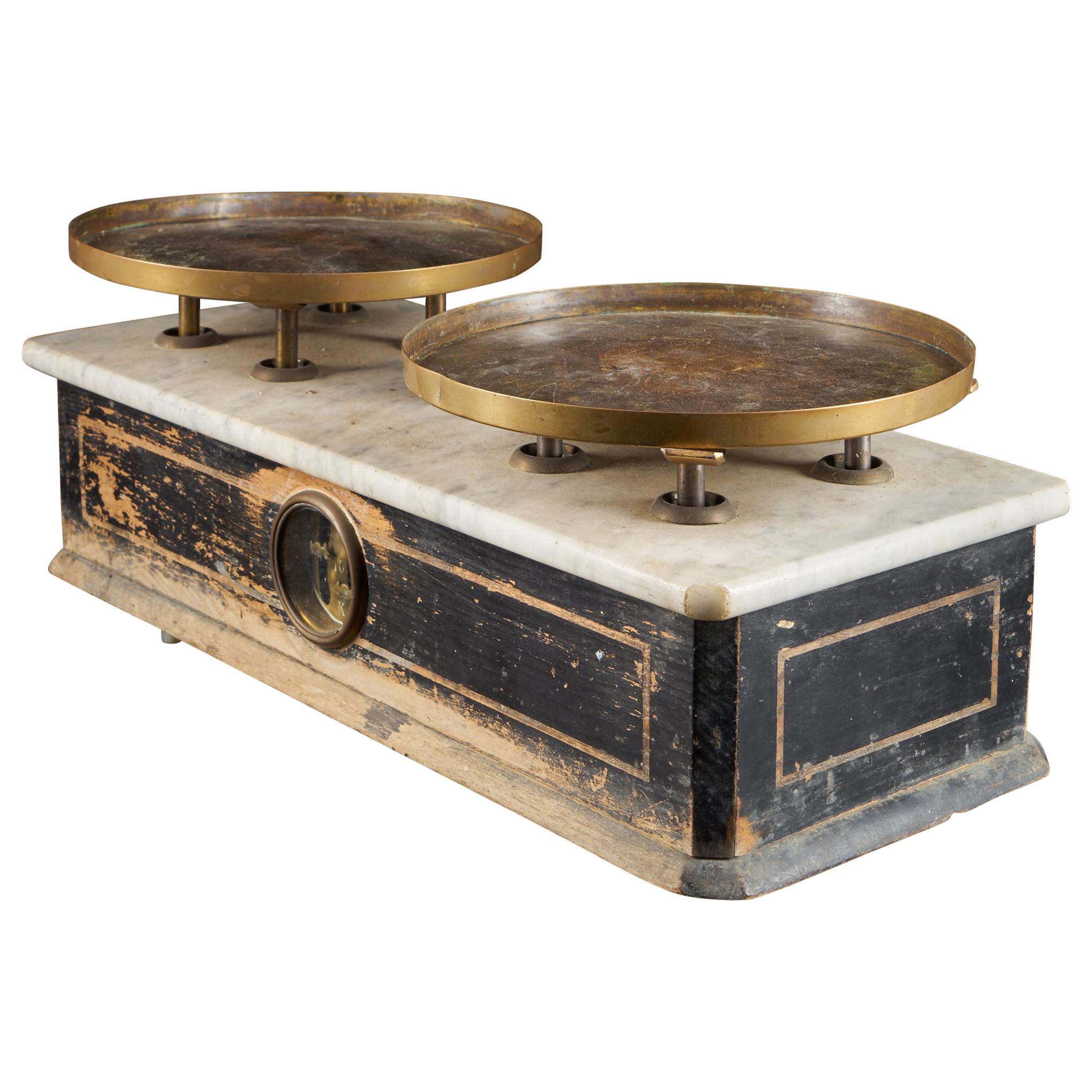 19th Century French Culinary Scale with Two Copper Plateaux