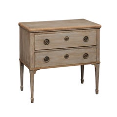 19th C. French Custom Painted 2-Drawer Raised Chest (A Cute-Sized Piece!)