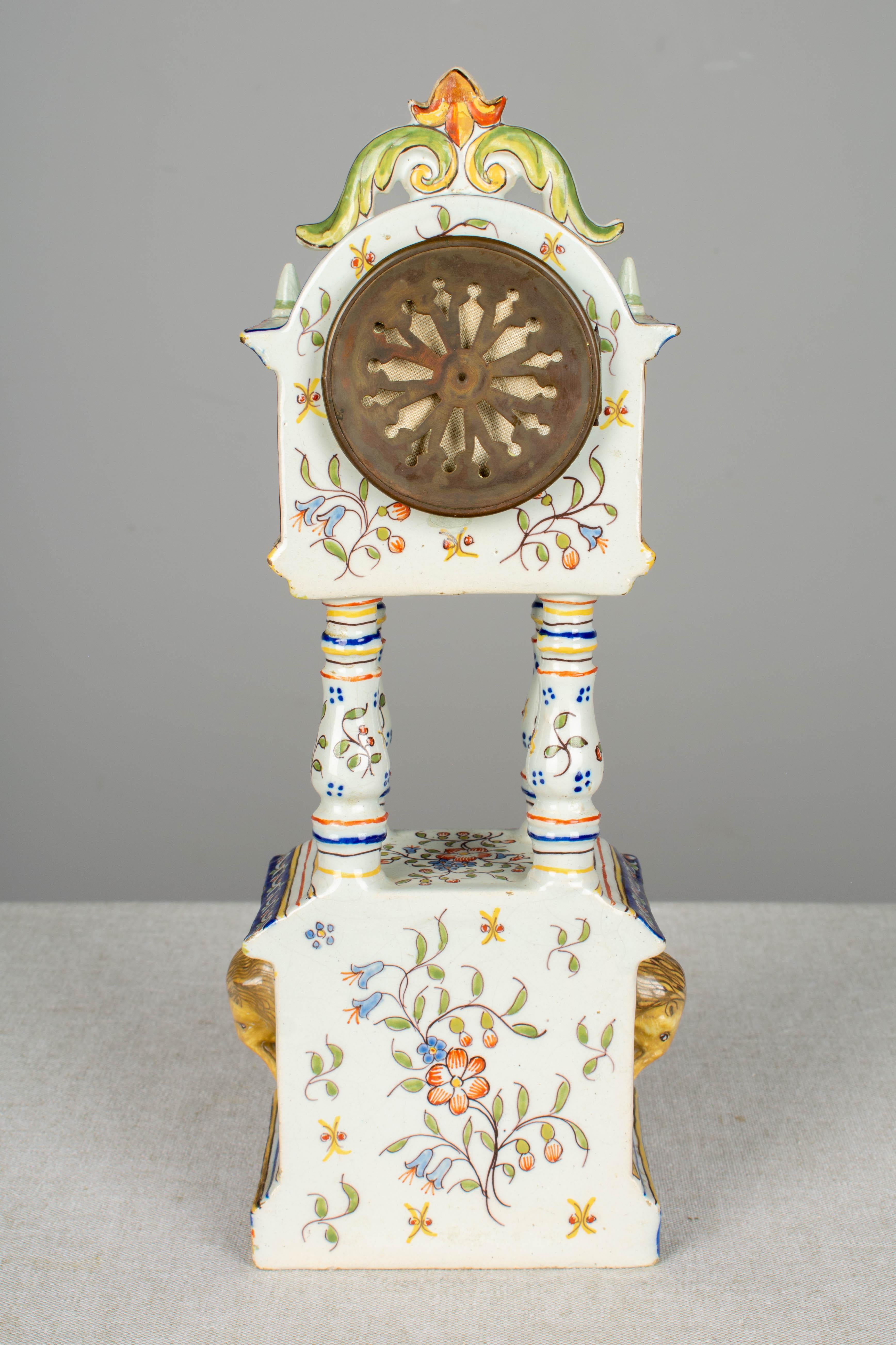 19th Century French Desvres Faience Clock 2
