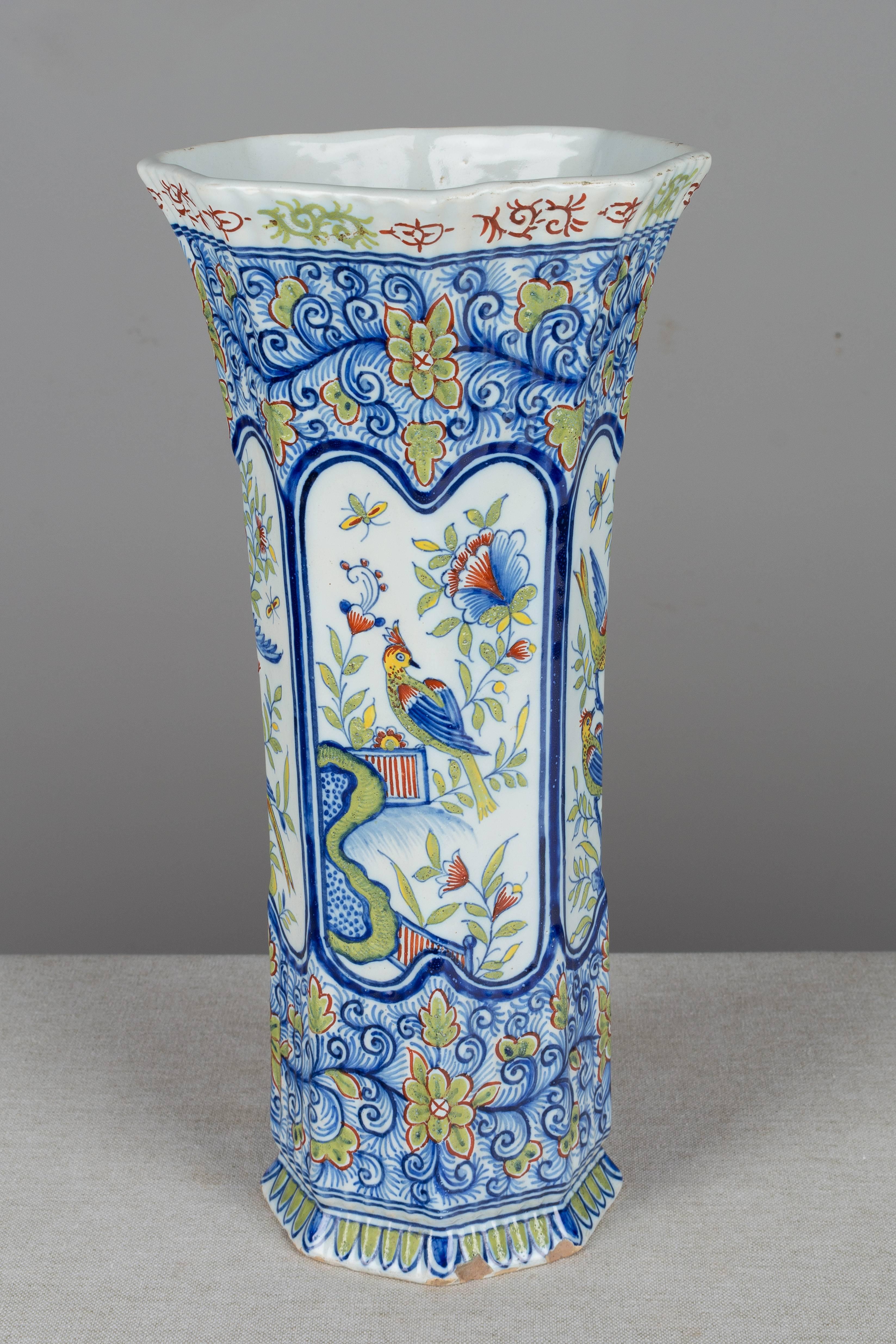 Hand-Painted 19th Century French Desvres Faience Vase
