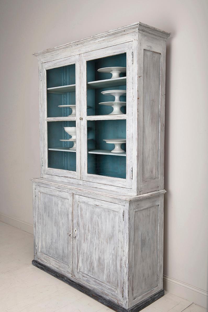 French Directoire Style Two-Part Bibliothèque Vitrine in Original Paint, 19th c. 7
