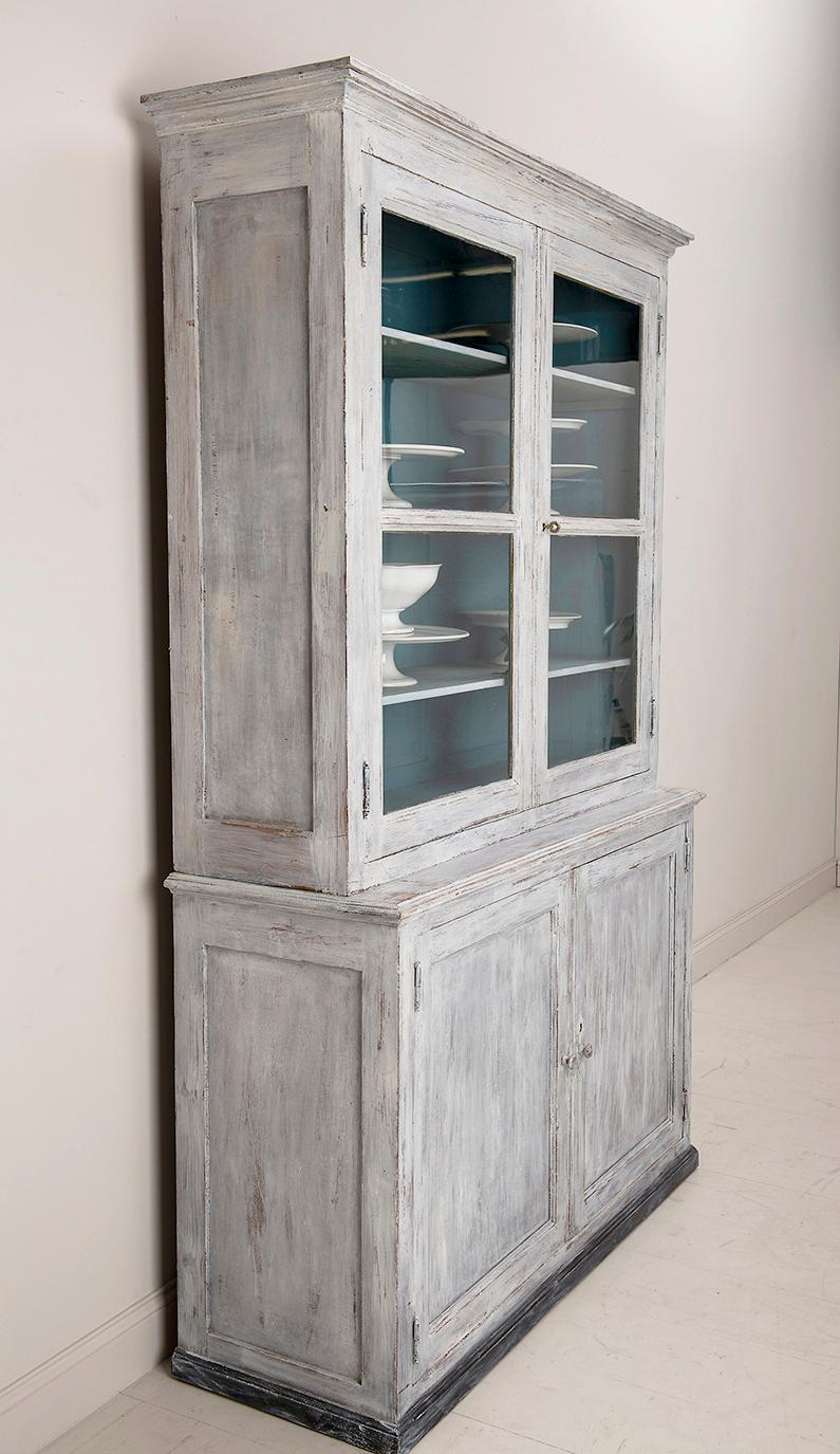 French Directoire Style Two-Part Bibliothèque Vitrine in Original Paint, 19th c. 2