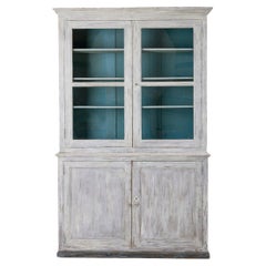 19th C. French Directoire Style Two-Part Bibliothèque Vitrine in Original Paint