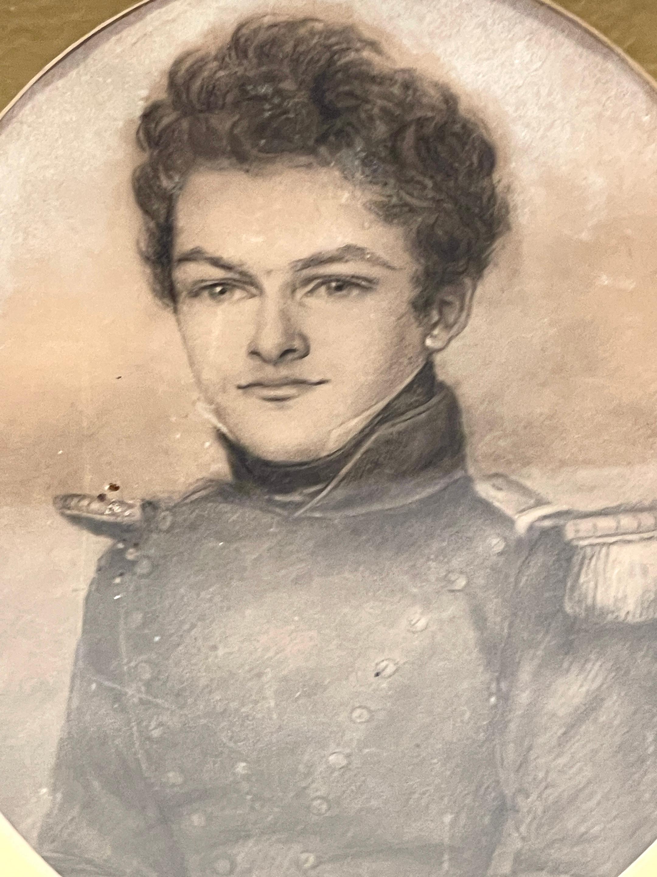 19th C French Drawing of a Handsome Monarchie de Juillet Cadet, Paris, 1833 In Good Condition For Sale In West Palm Beach, FL