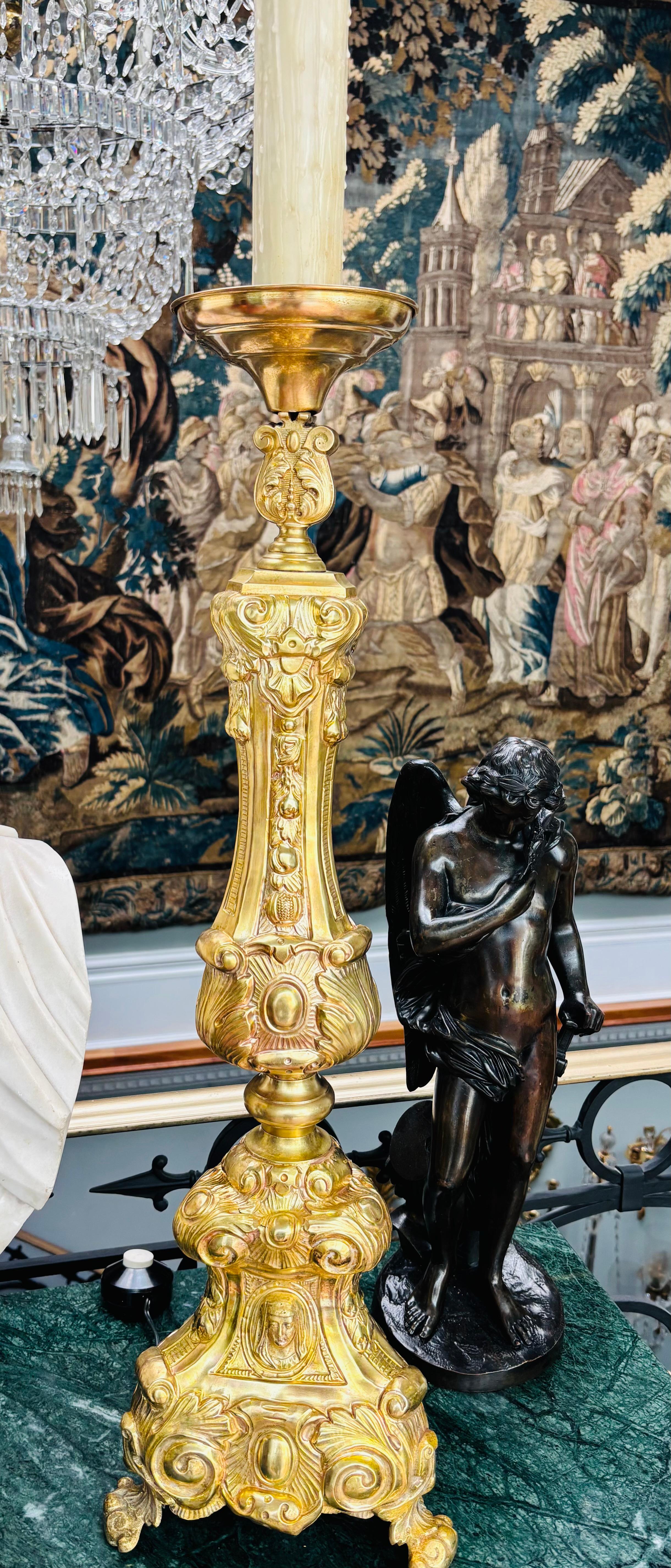 19th C French Ecclesiastical Candlestick Converted into a Lamp For Sale 3