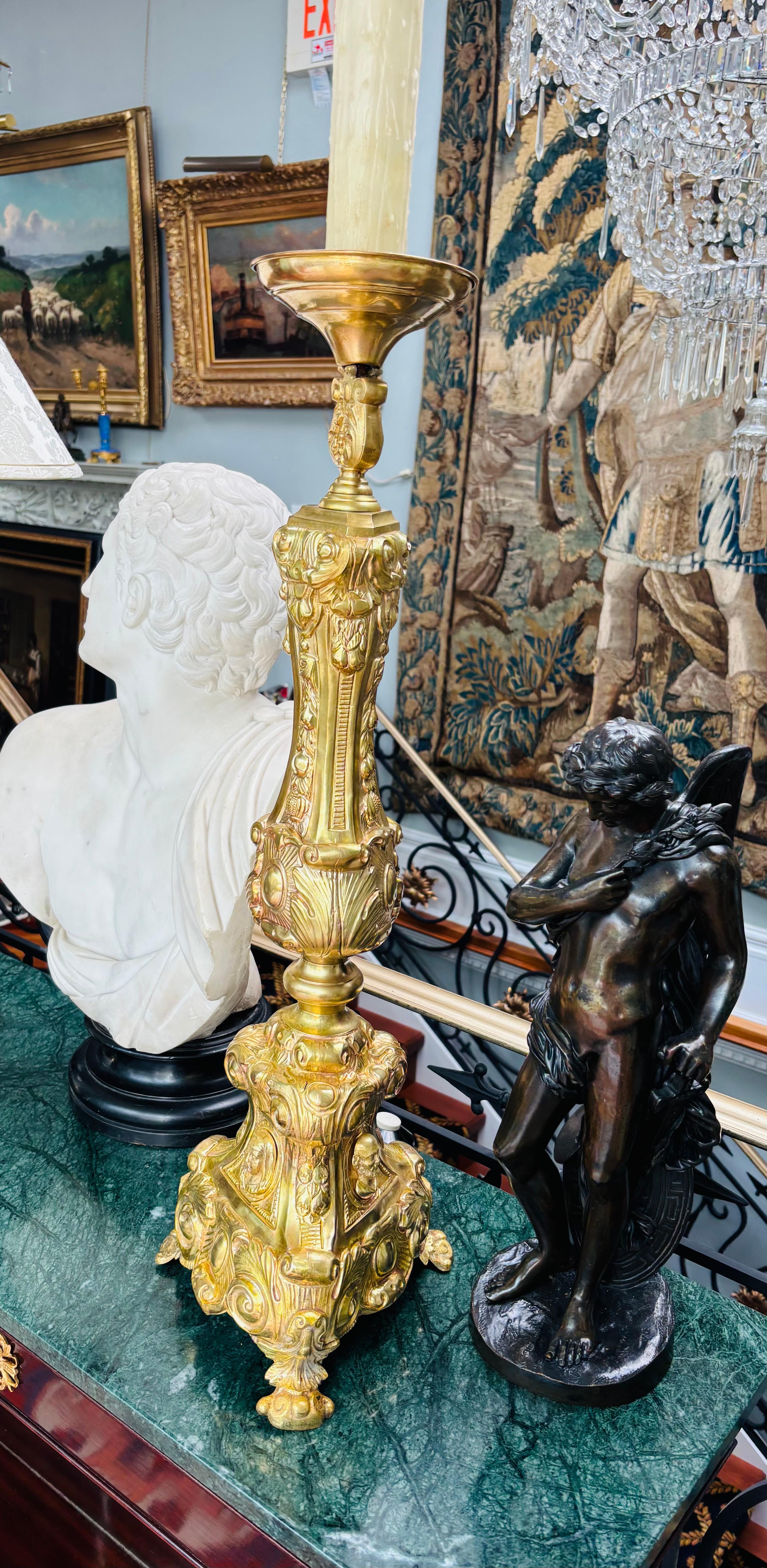19th C French Ecclesiastical Candlestick Converted into a Lamp For Sale 2