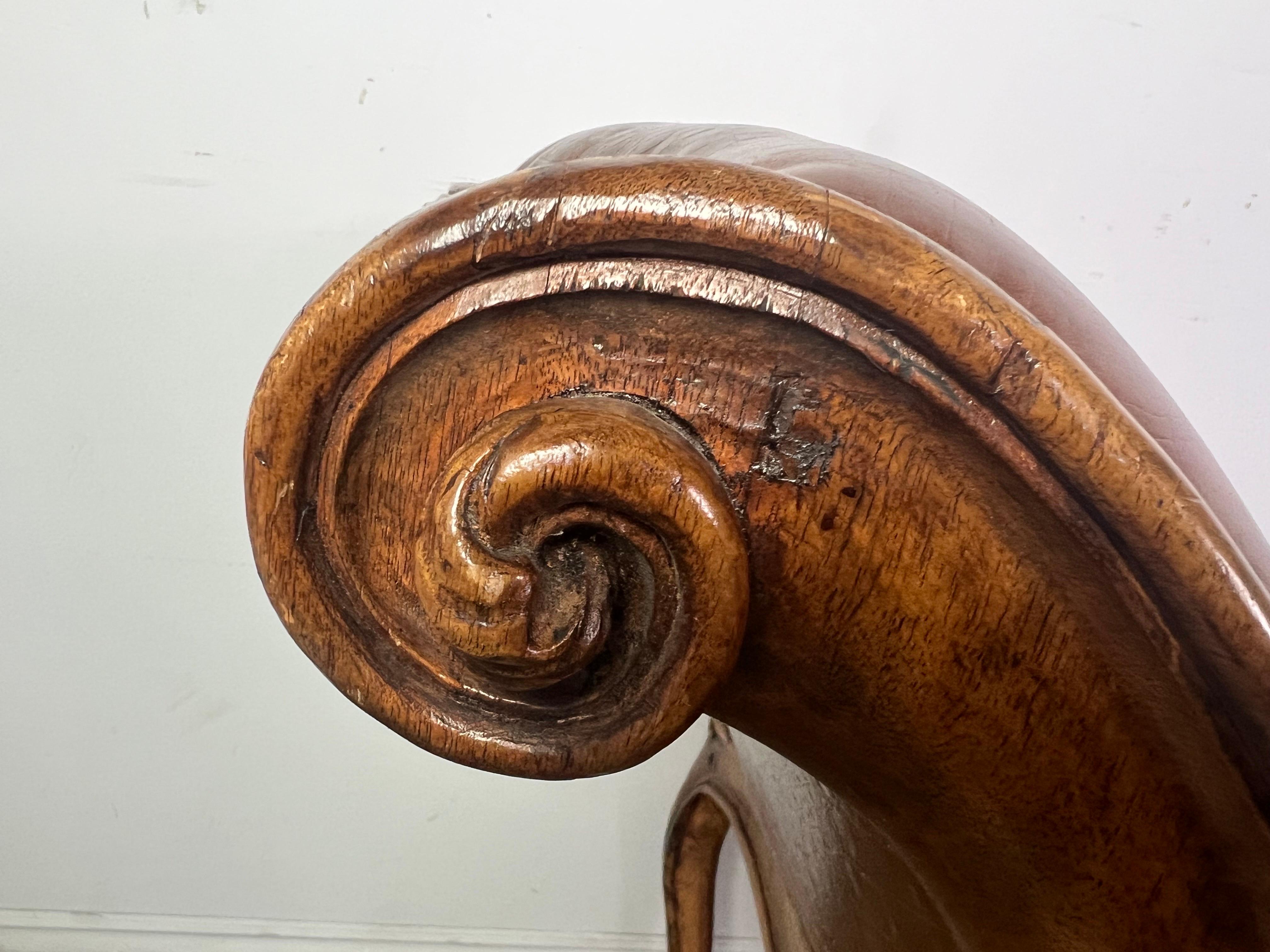 19th Century French Embossed Leather Four Legged Bench 4