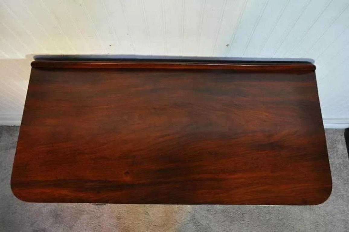 19th C. French Empire Crotch Mahogany Bronze Ormolu 1 Drawer Console Hall Table For Sale 2