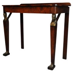 Table d'entrée de style Empire français du 19e siècle en acajou, bronze et bronze doré à 1 tiroir