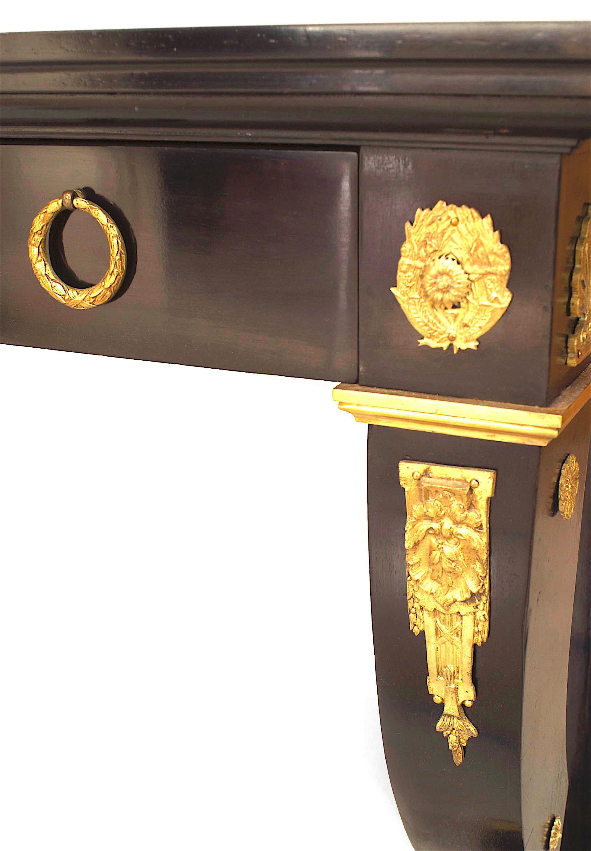 French Empire Style 19th Century Ebonized Mahogany Writing Table Desk In Good Condition For Sale In New York, NY