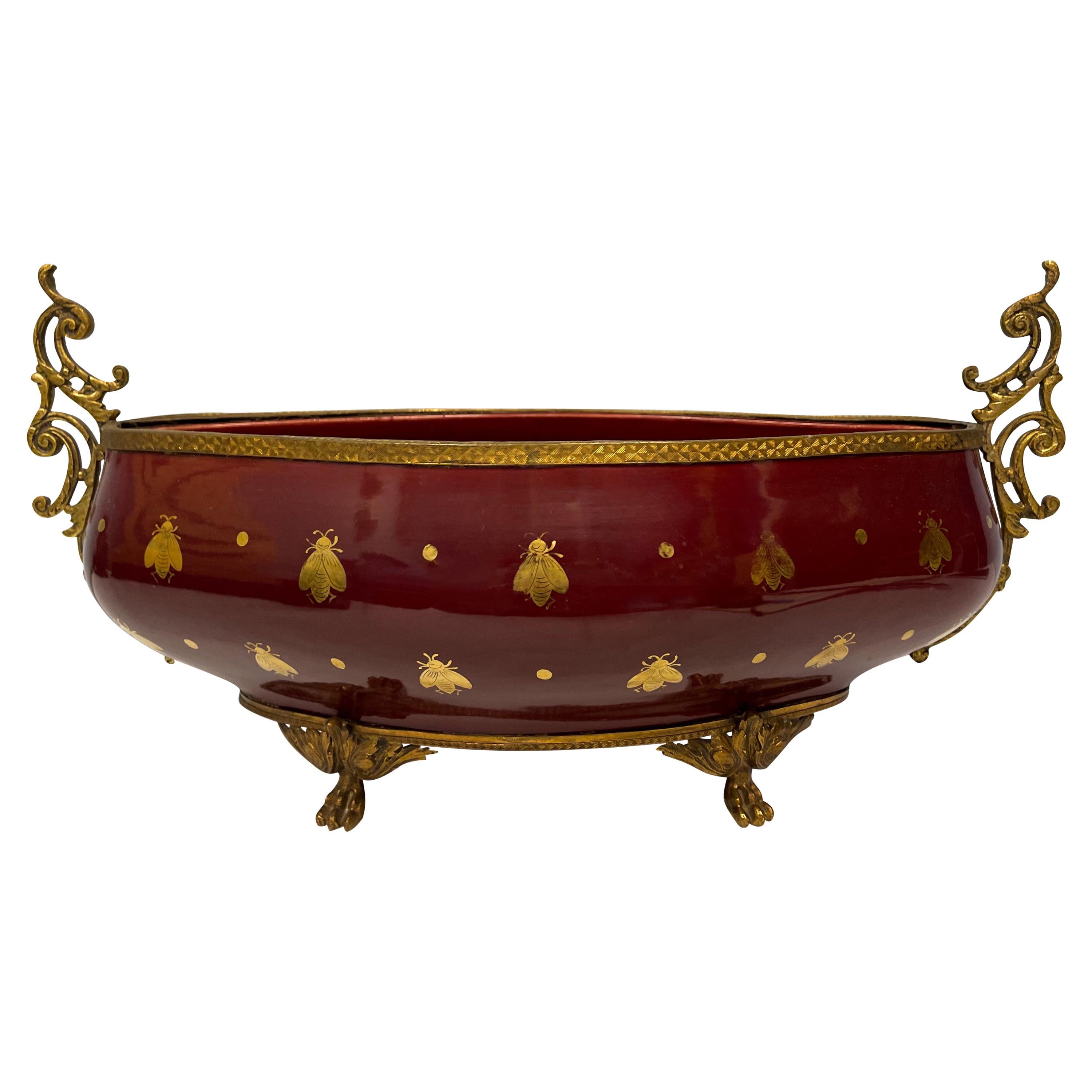 19th C. French Empire Gilt Bronze Jardiniere with Napoleonic Bee Motif