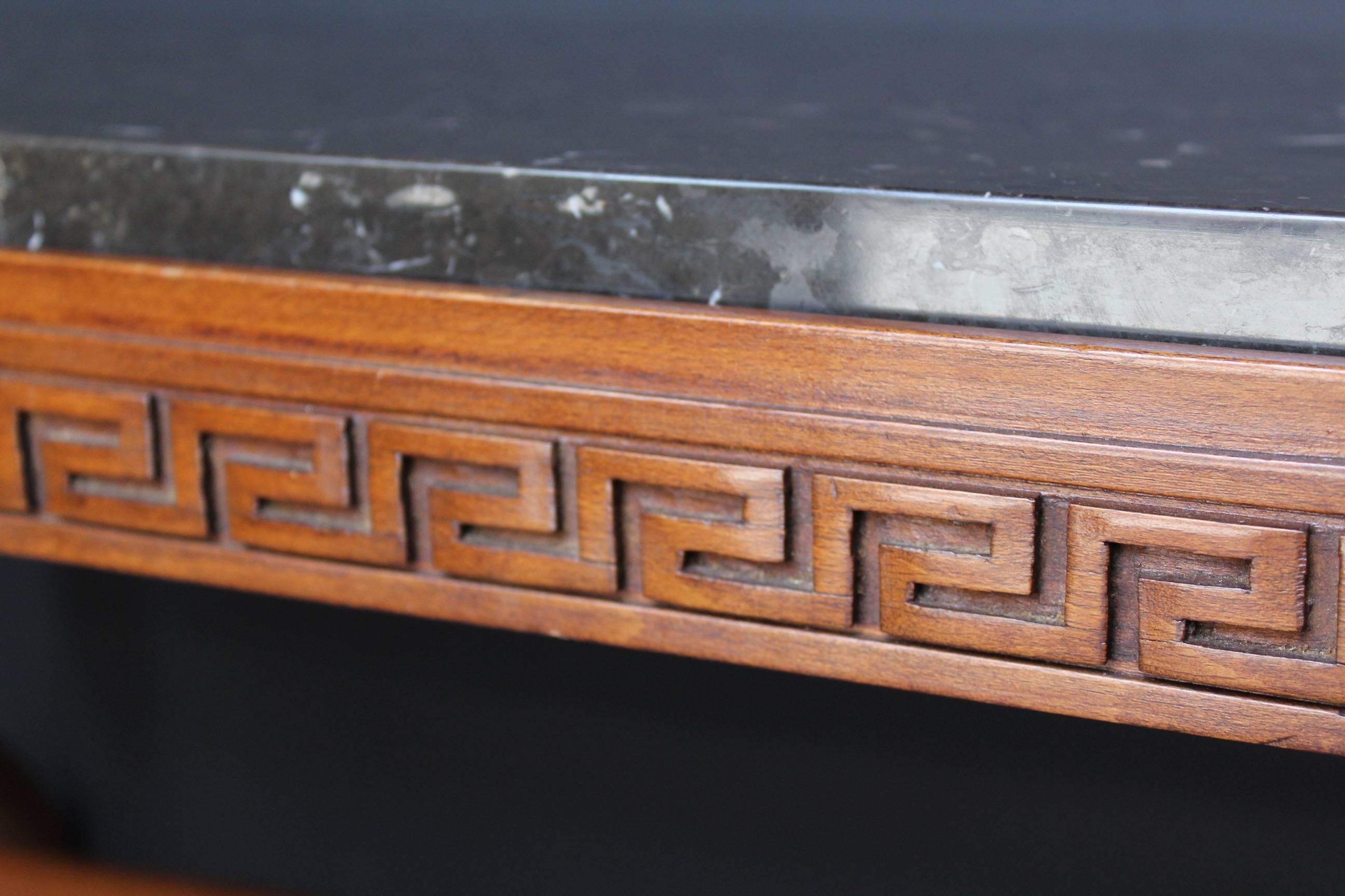 19th Century French Empire St. Carved Mahogany and Marble Top Low Table For Sale 2