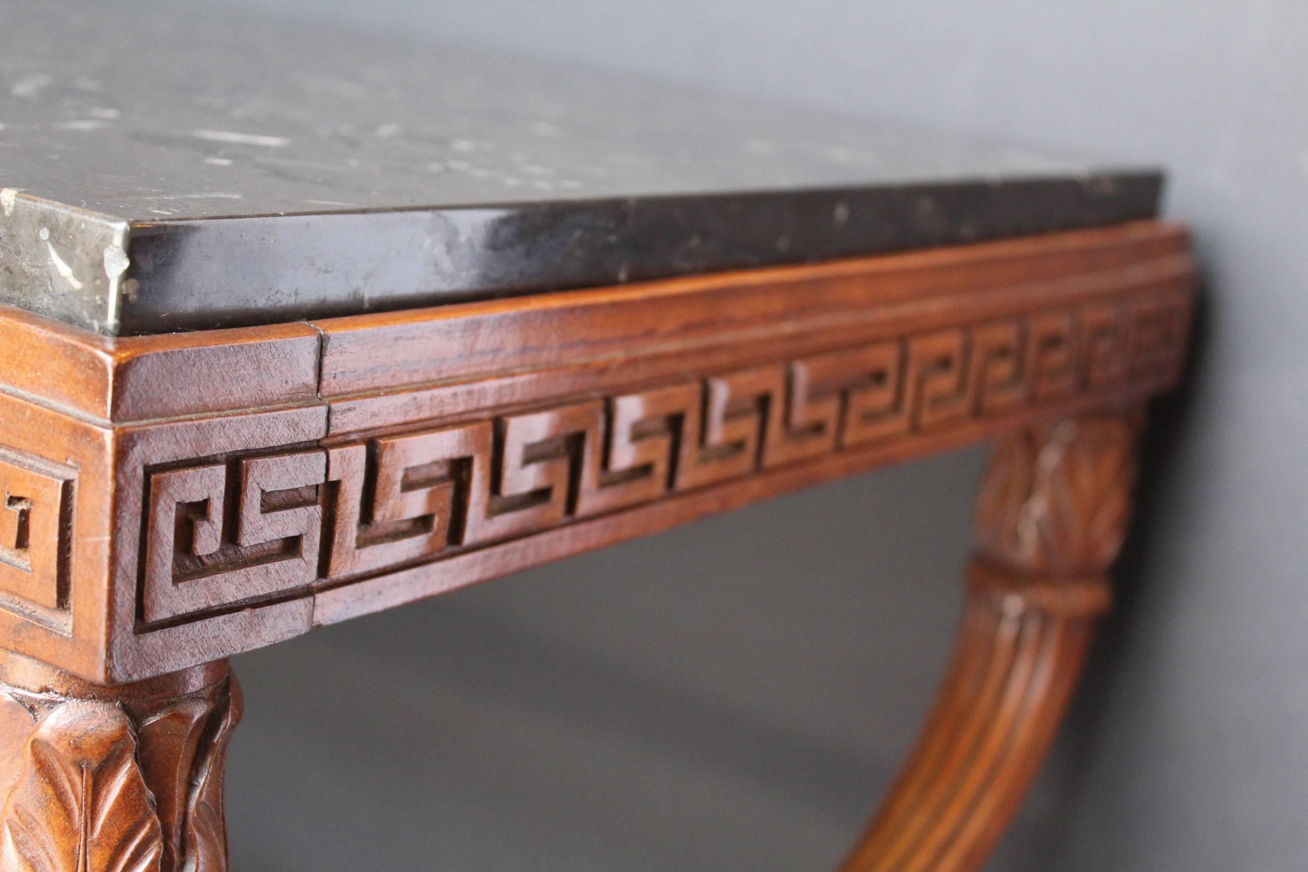 19th Century French Empire St. Carved Mahogany and Marble Top Low Table For Sale 3