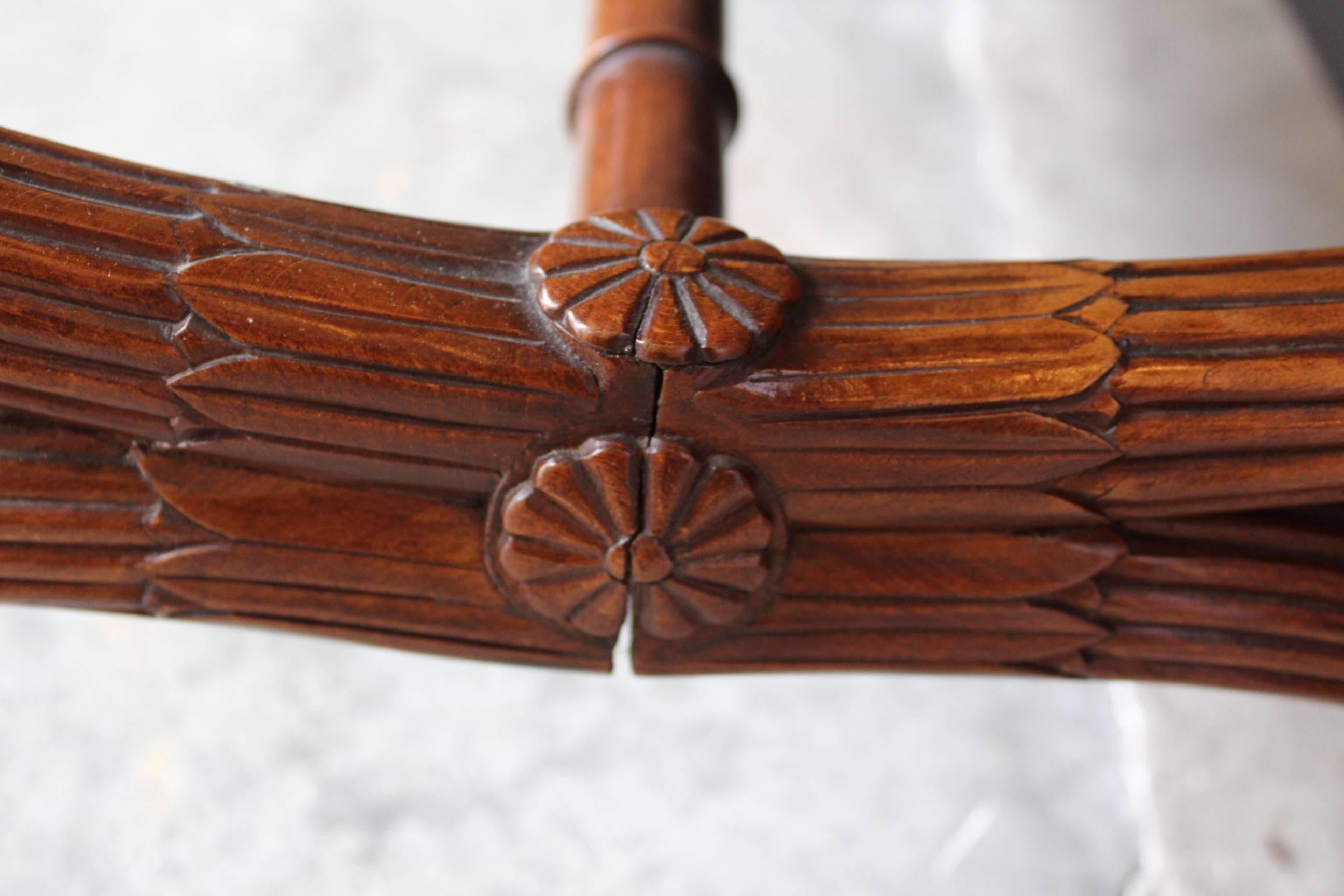 19th Century French Empire St. Carved Mahogany and Marble Top Low Table For Sale 5