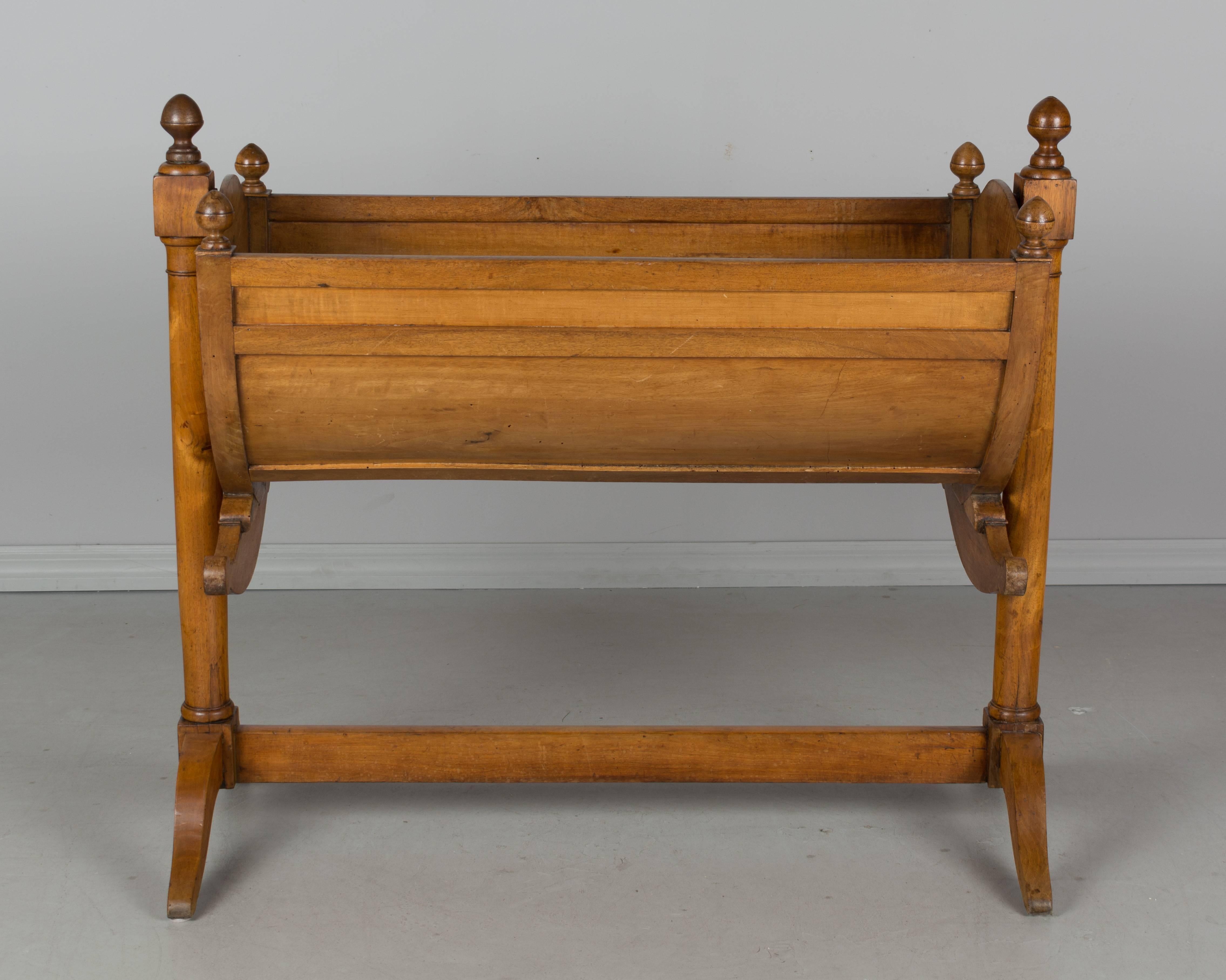 Walnut 19th Century French Empire Style Baby Cradle / Planter Box