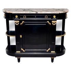 19th C French Empire Style Commode with Marble Top and Brass Fittings