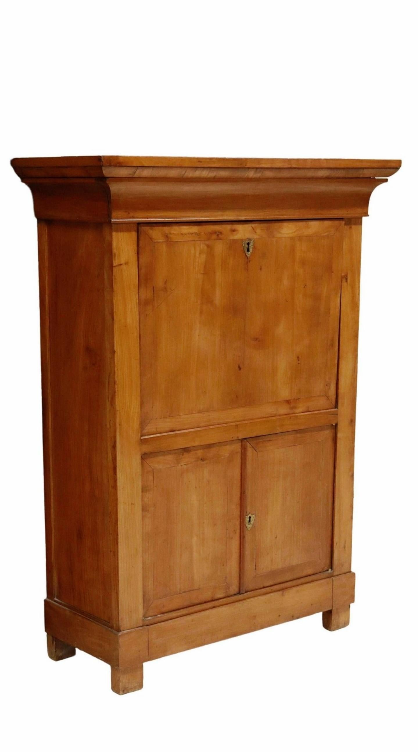Hand-Carved 19th C. French Empire Style Louis Philippe Period Secretaire Abattant For Sale