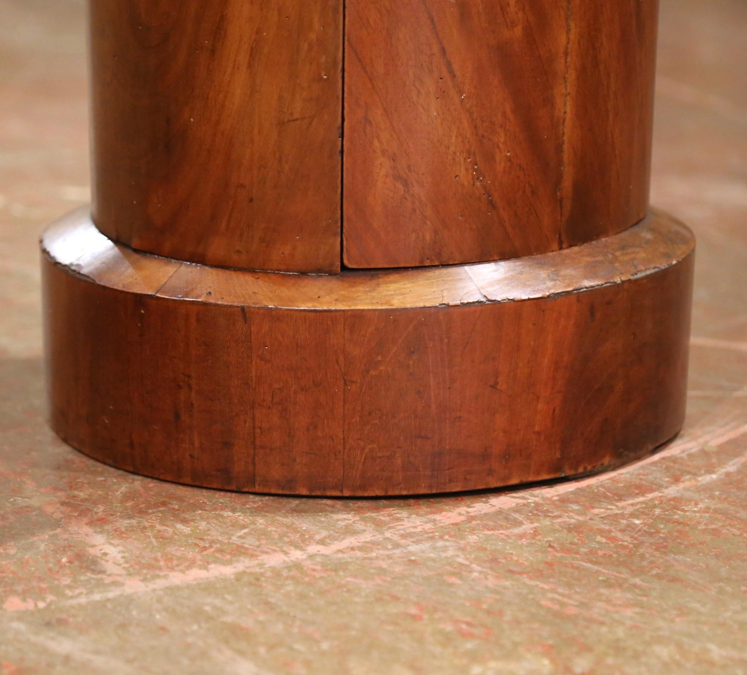 19th C. French Empire Style Walnut Bouillotte Table with Black Fossil Marble Top For Sale 2