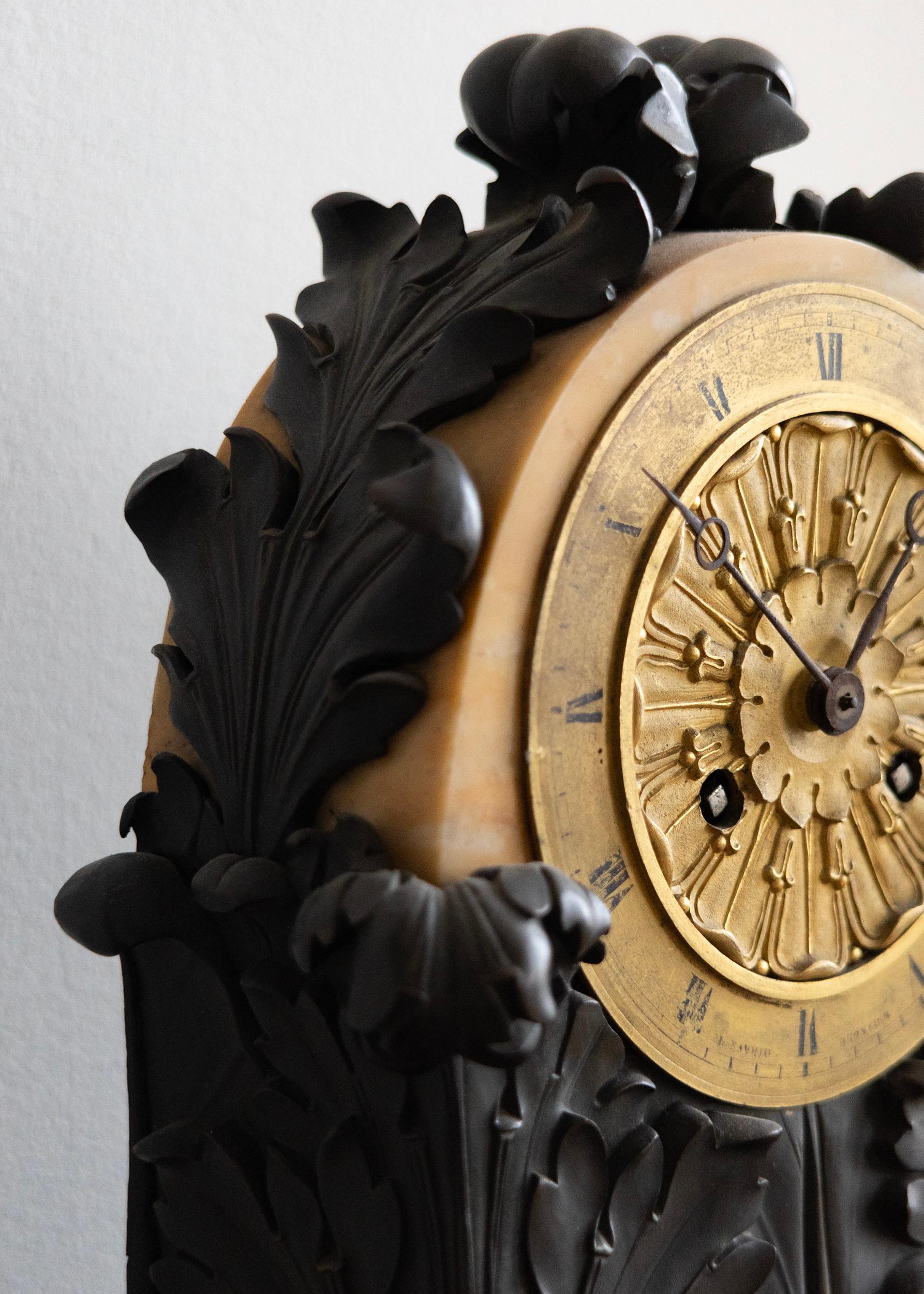 19th Century 19th c, French Empire Table Clock For Sale