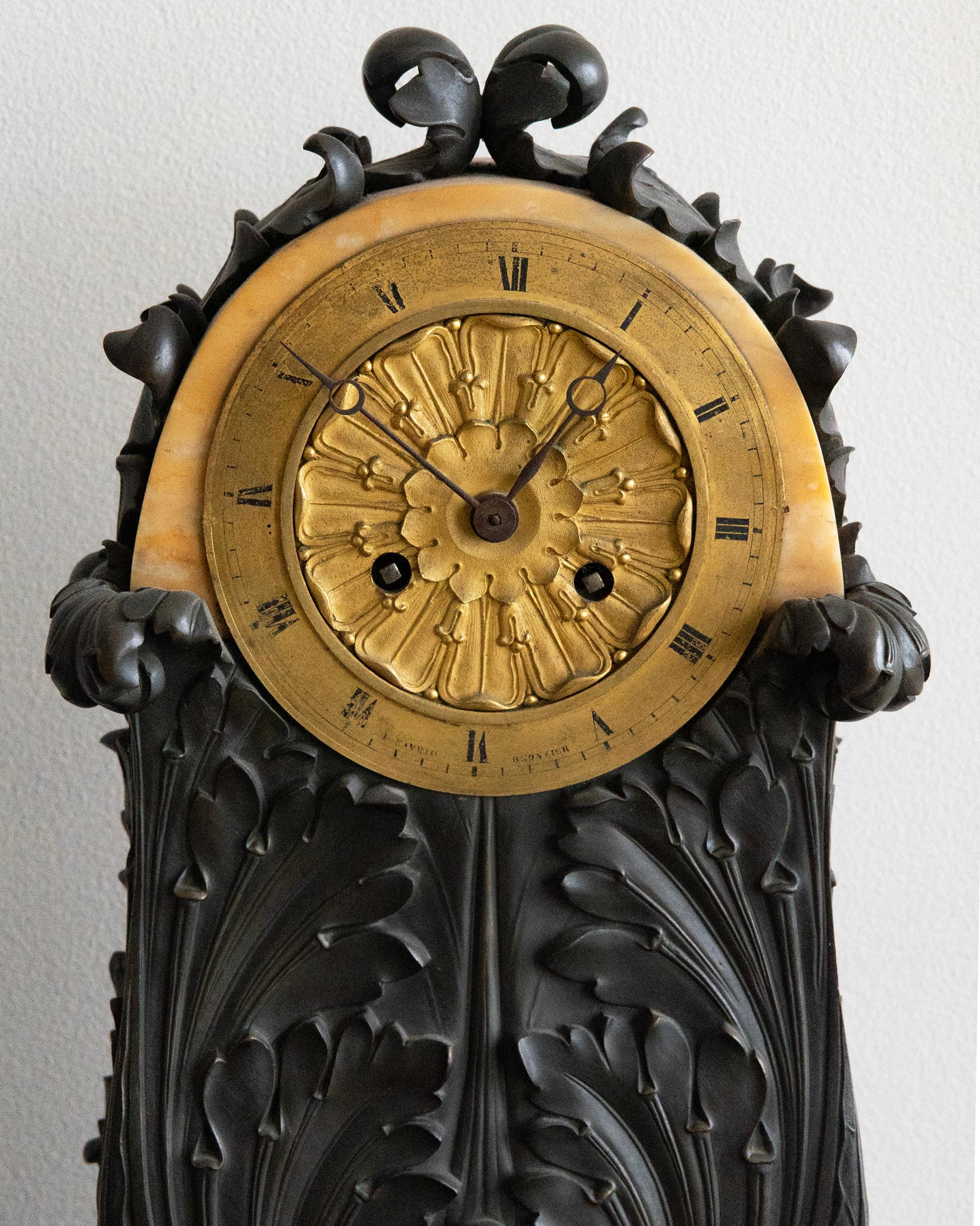 19th c, French Empire Table Clock For Sale 3