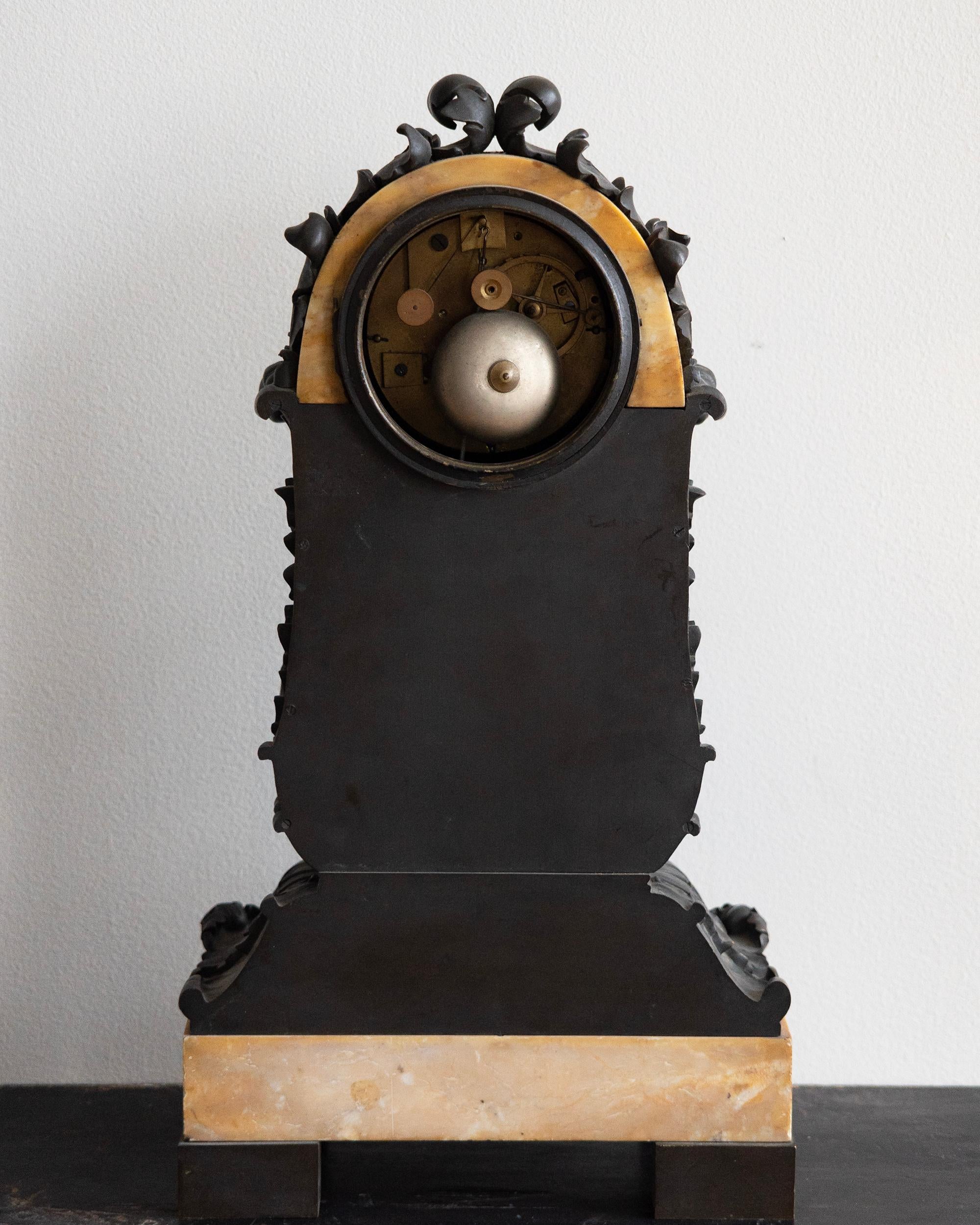 19th c, French Empire Table Clock For Sale 4