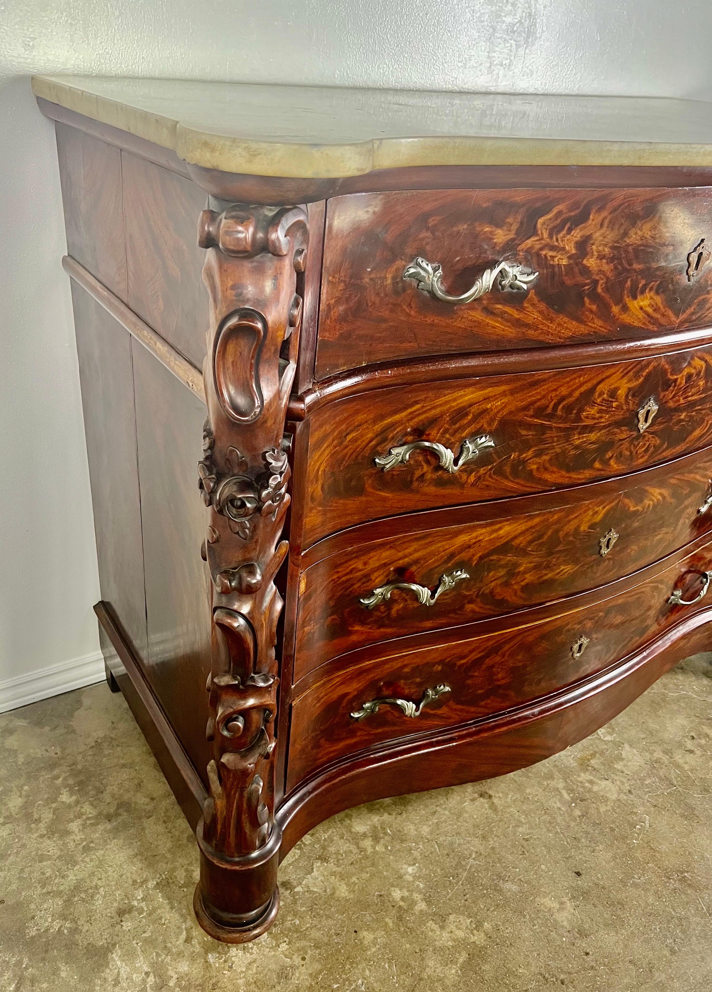 19th Century English Feathered Mahogany '4' Drawer Commode For Sale 4