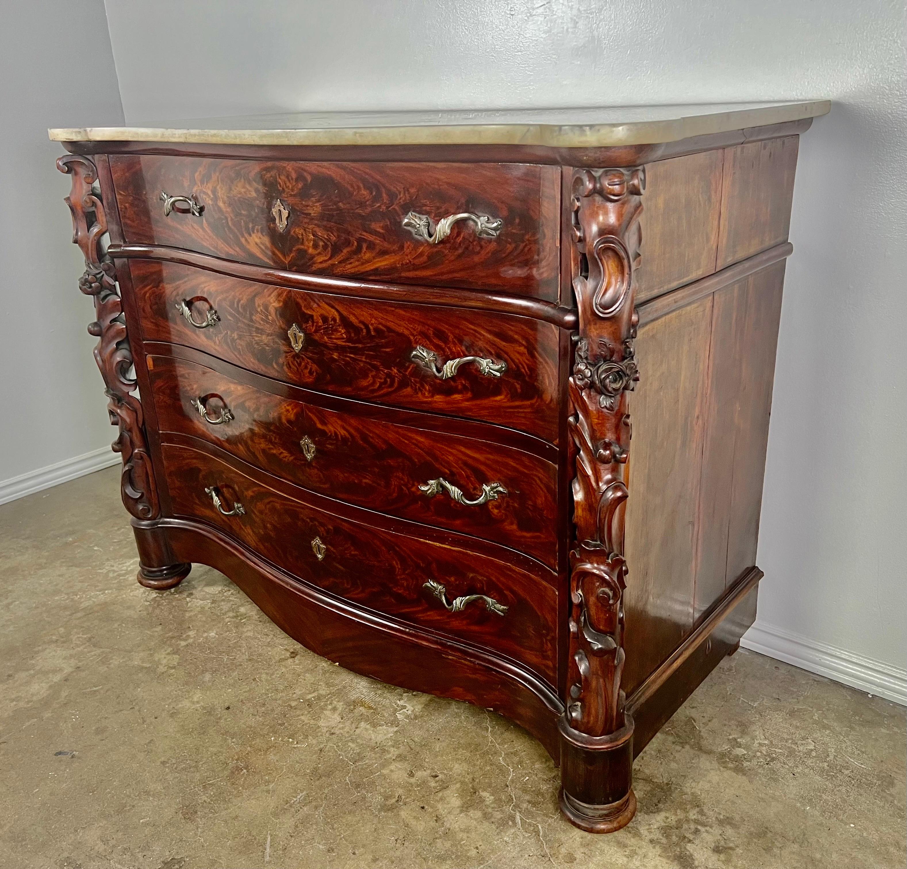 19th Century English Feathered Mahogany '4' Drawer Commode For Sale 5