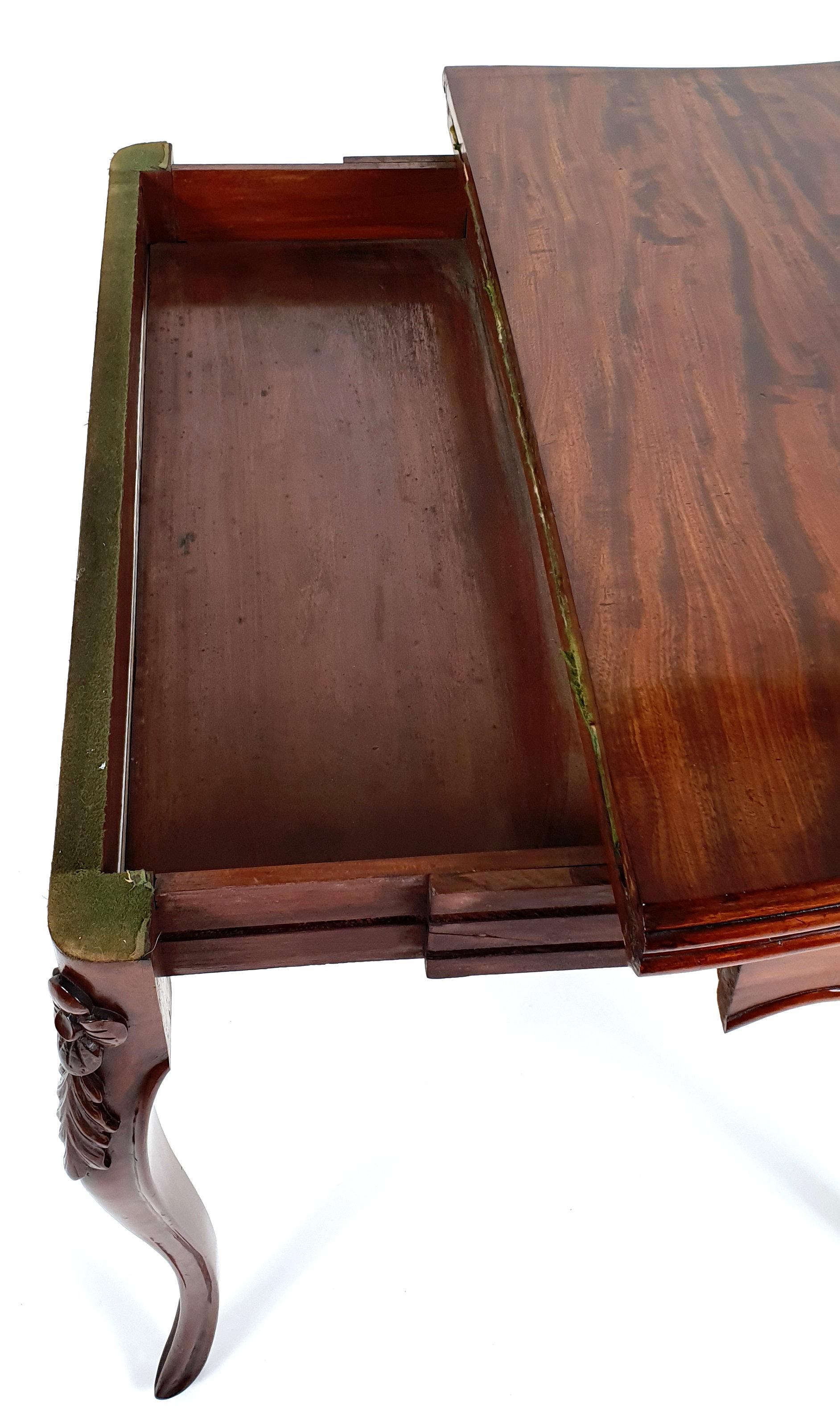19th Century French Figured Mahogany Fold-Over Card Table For Sale 7
