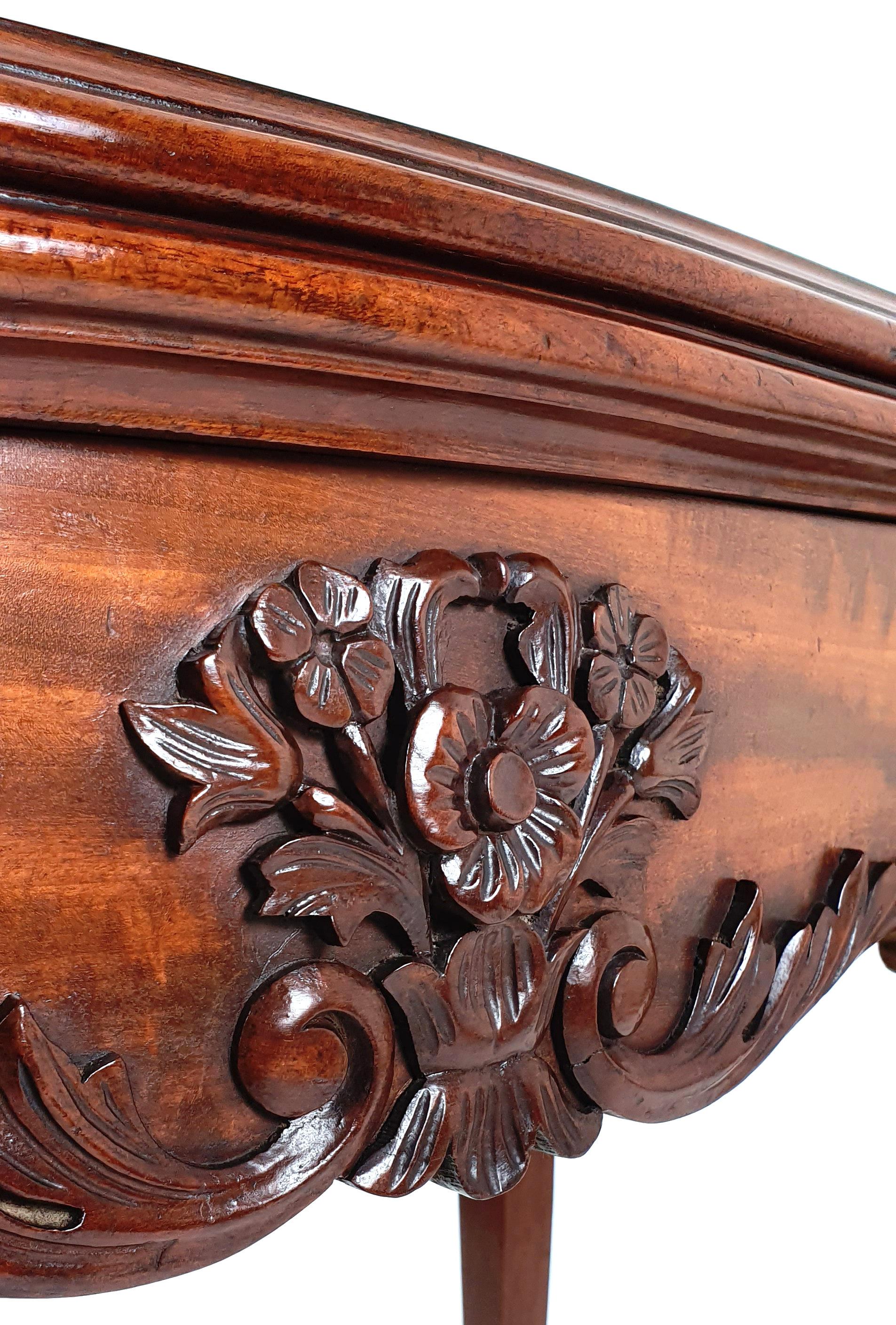 19th Century French Figured Mahogany Fold-Over Card Table For Sale 3