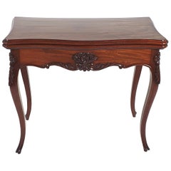 19th Century French Figured Mahogany Fold-Over Card Table