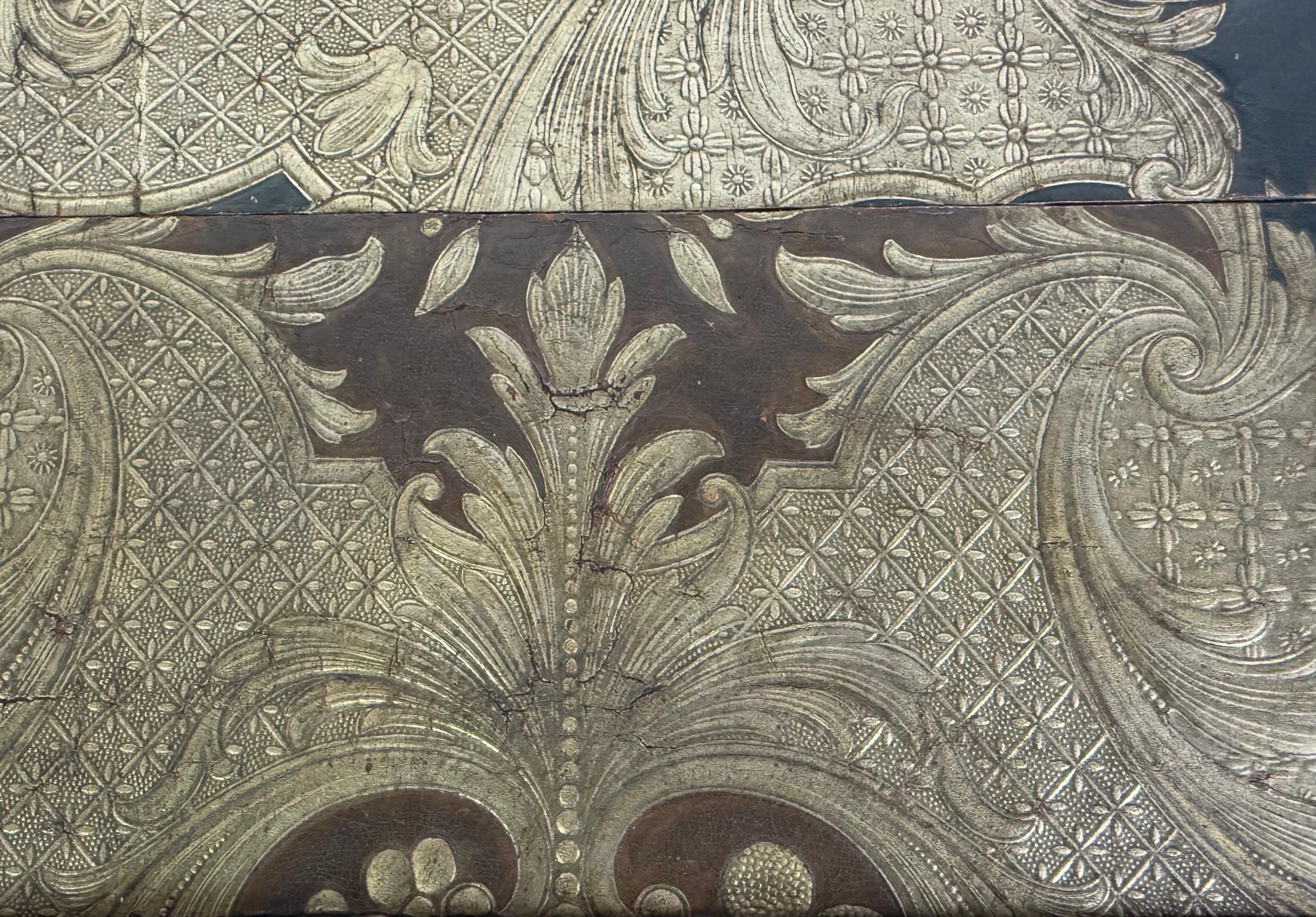 19th C. French Game Table w/ Embossed Leather Top For Sale 5