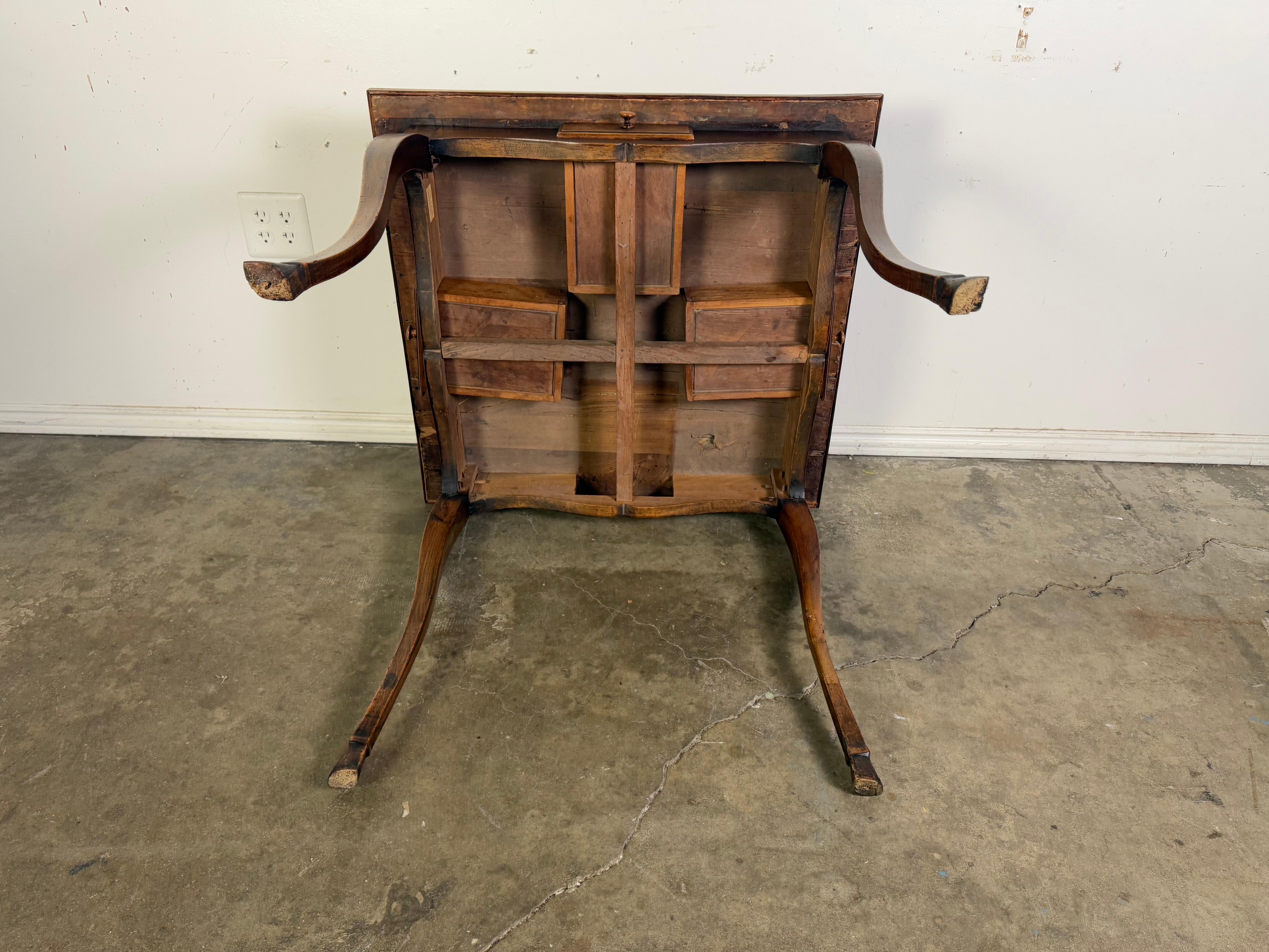 19th C. French Game Table w/ Embossed Leather Top For Sale 13