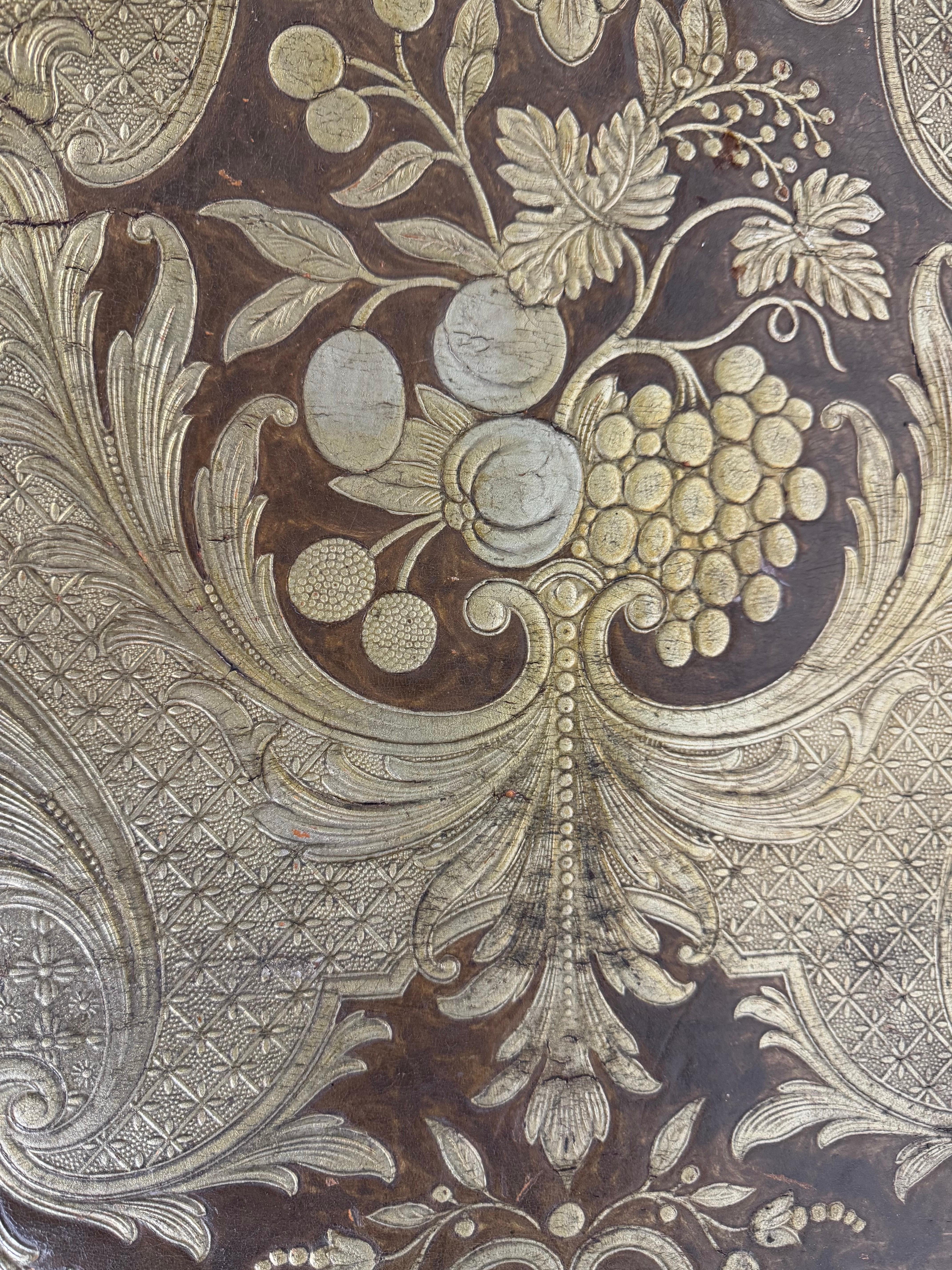 19th C. French Game Table w/ Embossed Leather Top For Sale 4