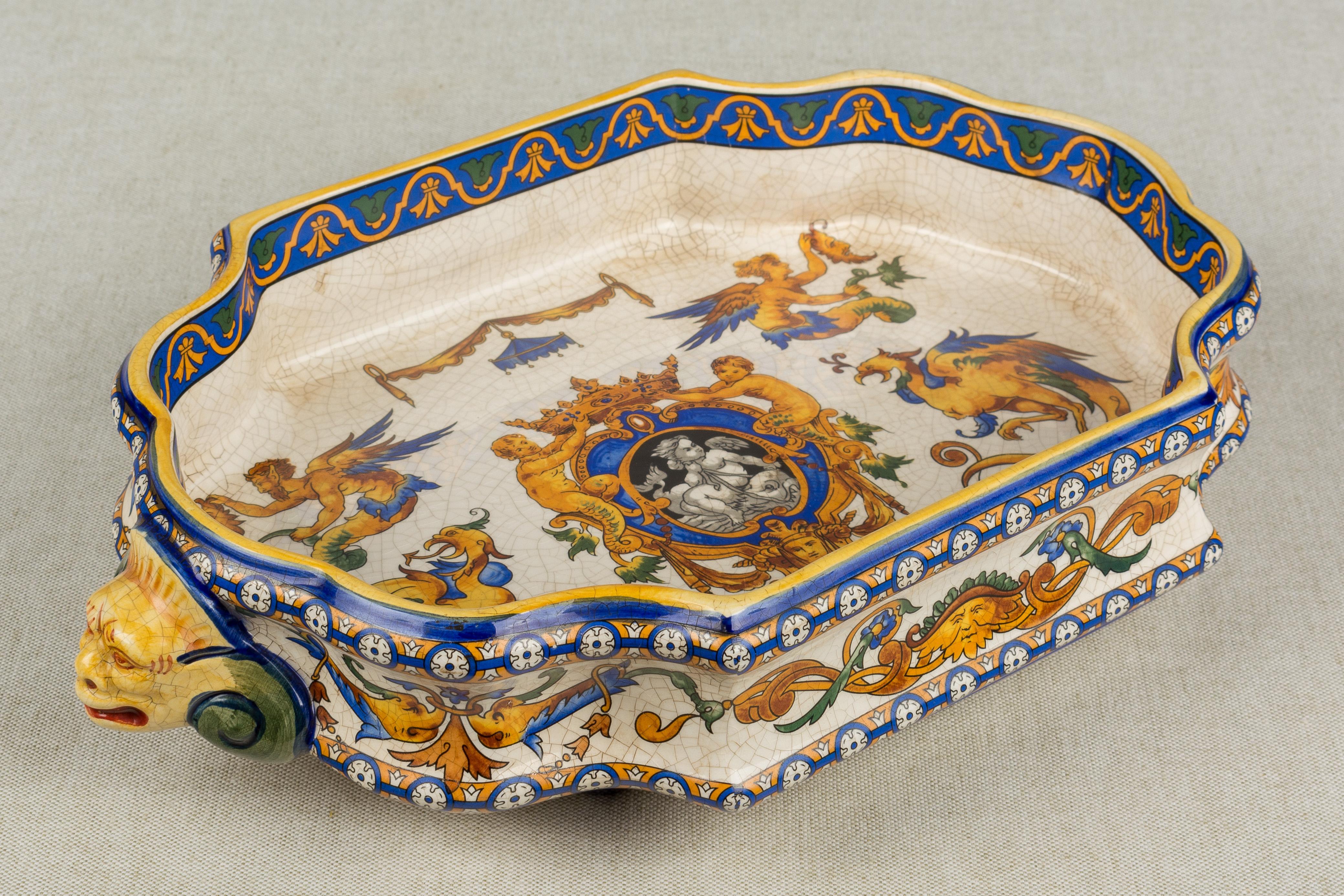 French Provincial 19th Century French Gien Faience Jardinière