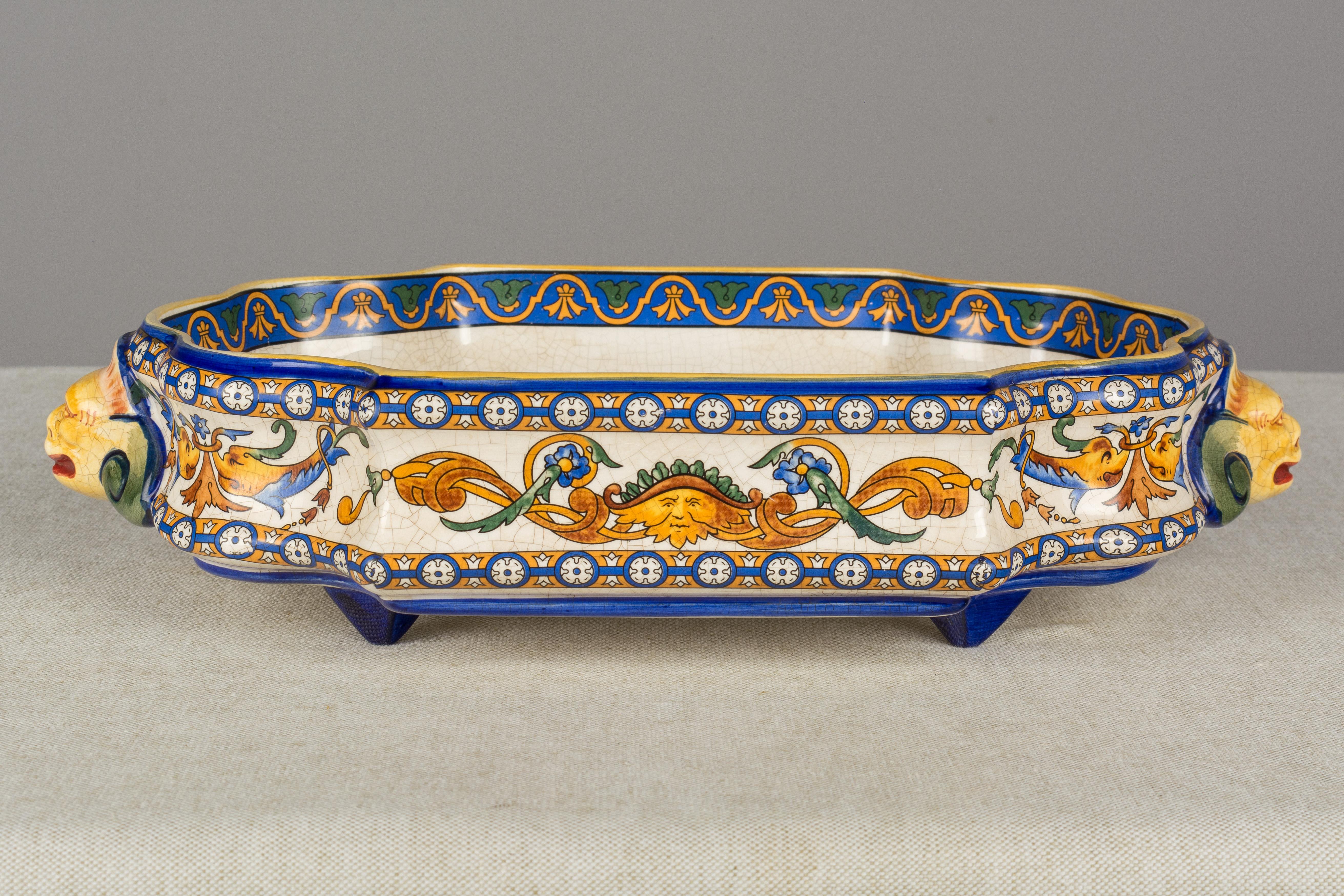 19th Century French Gien Faience Jardinière In Good Condition In Winter Park, FL