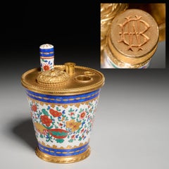19th C. French Gilt and Porcelain Inkwell - Estate of Barbara J. Walters