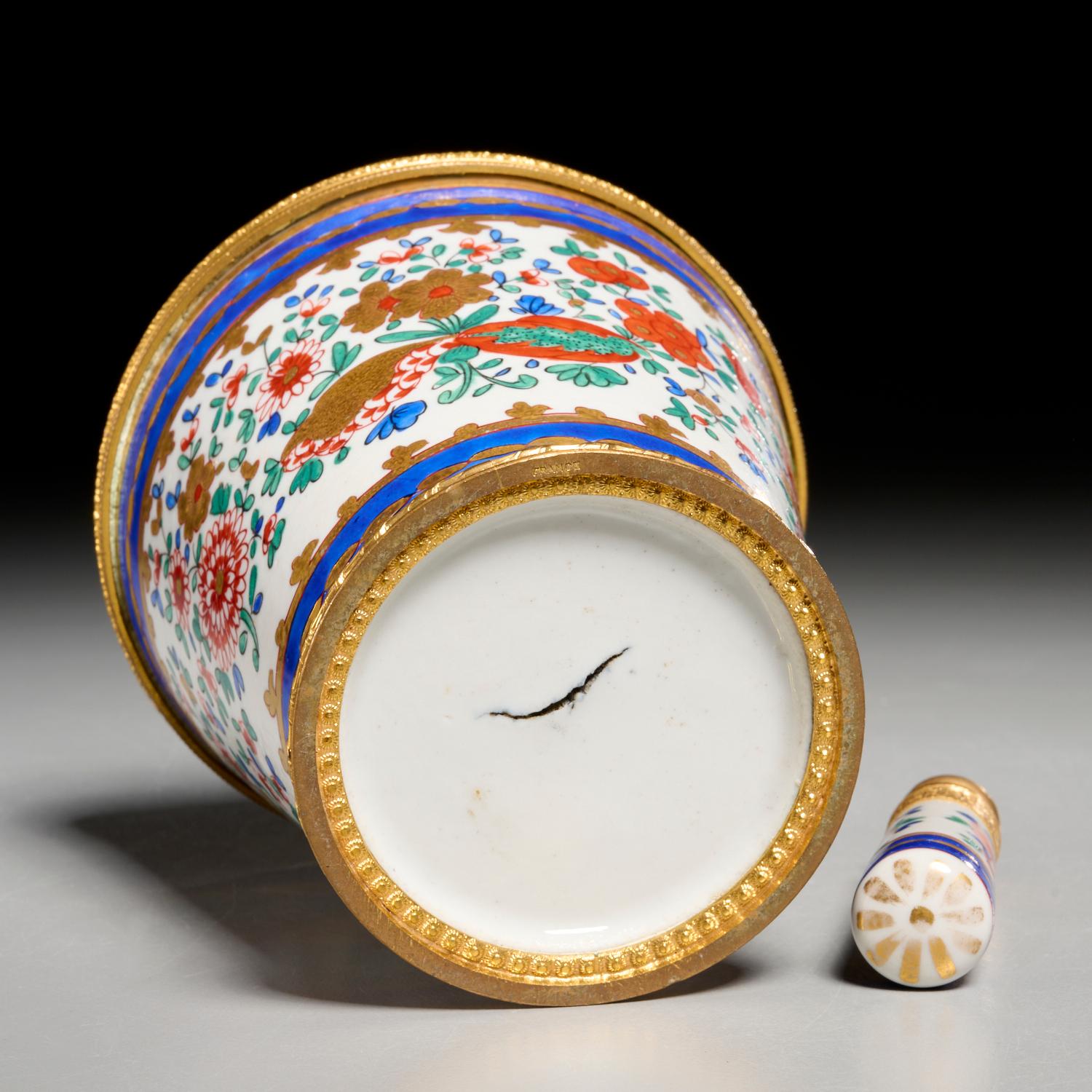 19th C. French Gilt and Porcelain Inkwell - Estate of Barbara J. Walters For Sale 1
