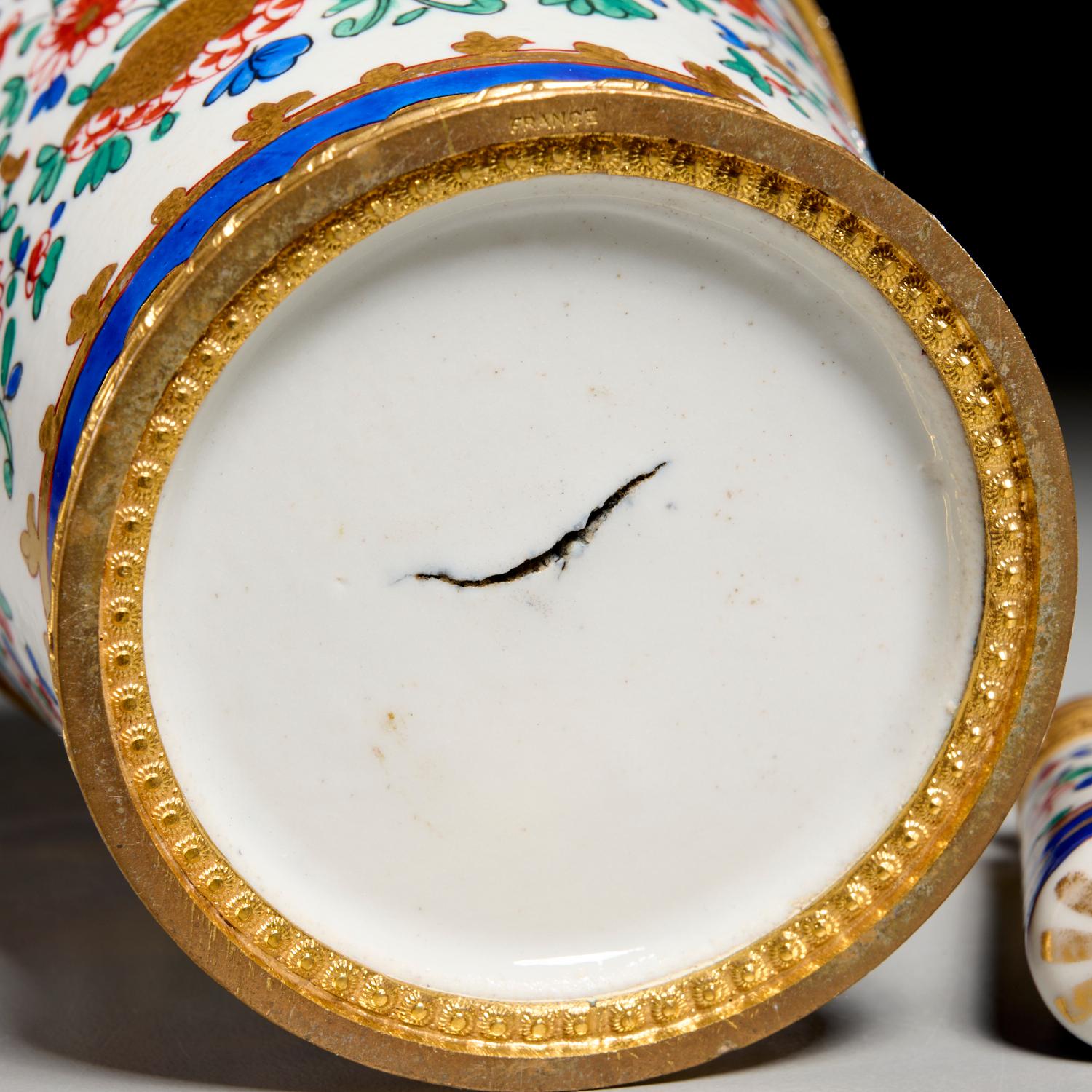 19th C. French Gilt and Porcelain Inkwell - Estate of Barbara J. Walters For Sale 2