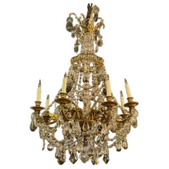 19th c. French Gilt Bronze and Crystal Chandelier
