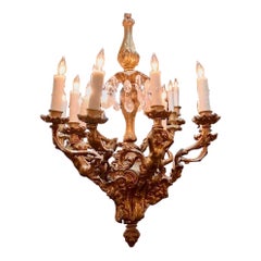 19th c. French Gilt Bronze and Crystal Cherub Chandelier